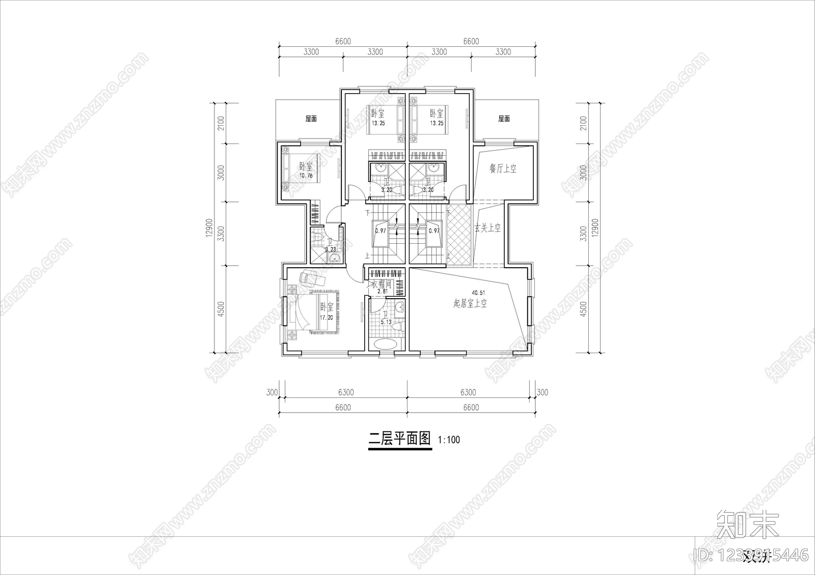 别墅建筑cad施工图下载【ID:1233915446】