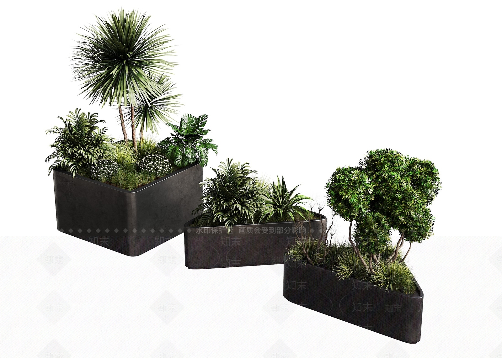 现代简约植物组合SU模型下载【ID:1233916286】