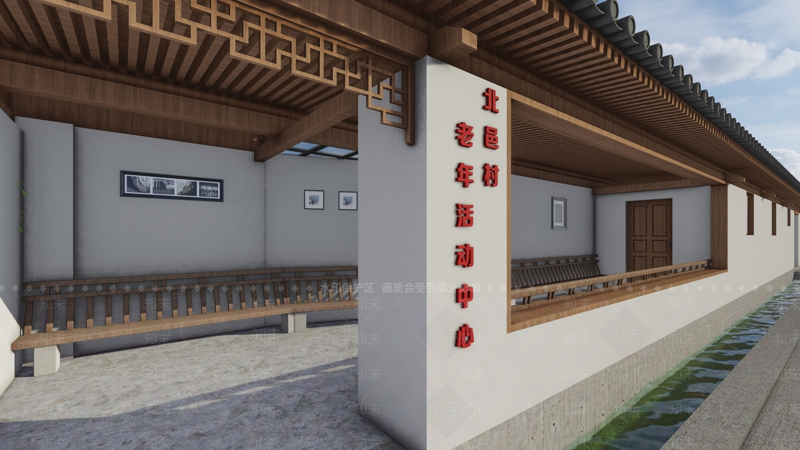 新中式景观活动中心SU模型下载【ID:1233916255】