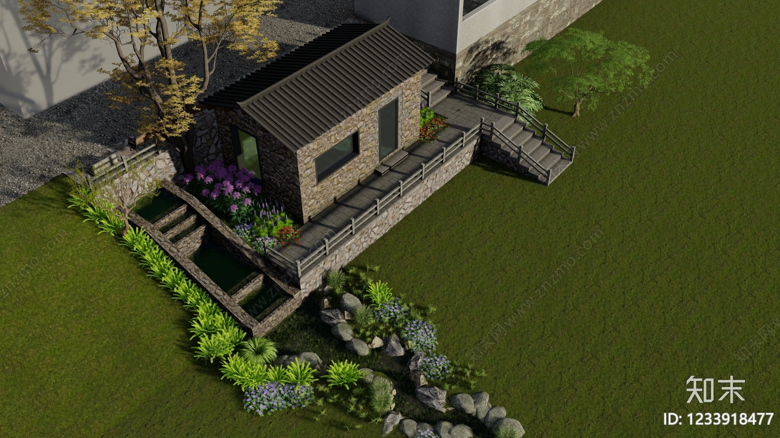 新中式景观其他景观小建筑SU模型下载【ID:1233918477】