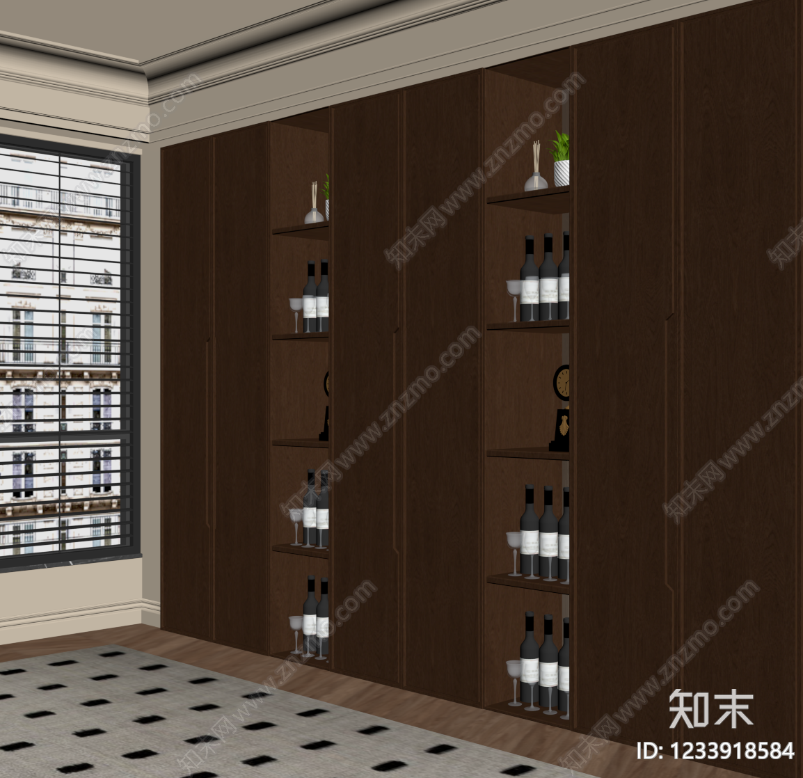 中古风酒柜SU模型下载【ID:1233918584】