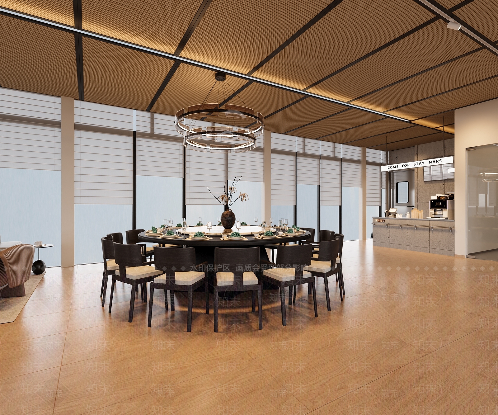 现代简约酒店餐厅3D模型下载【ID:1233918812】