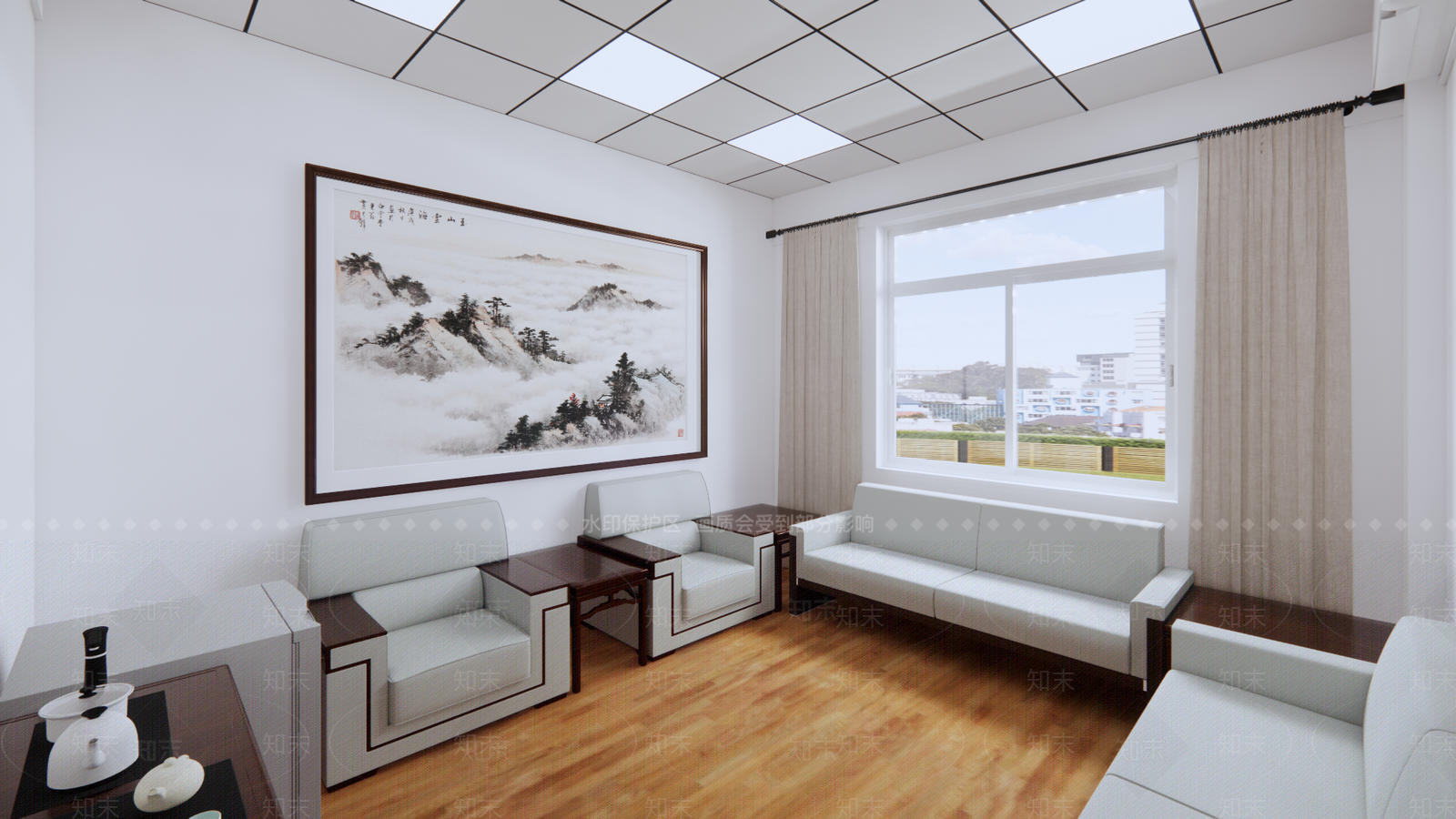 新中式接待室SU模型下载【ID:1233920874】