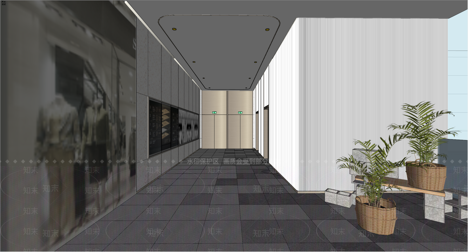 现代电梯厅SU模型下载【ID:1233921356】