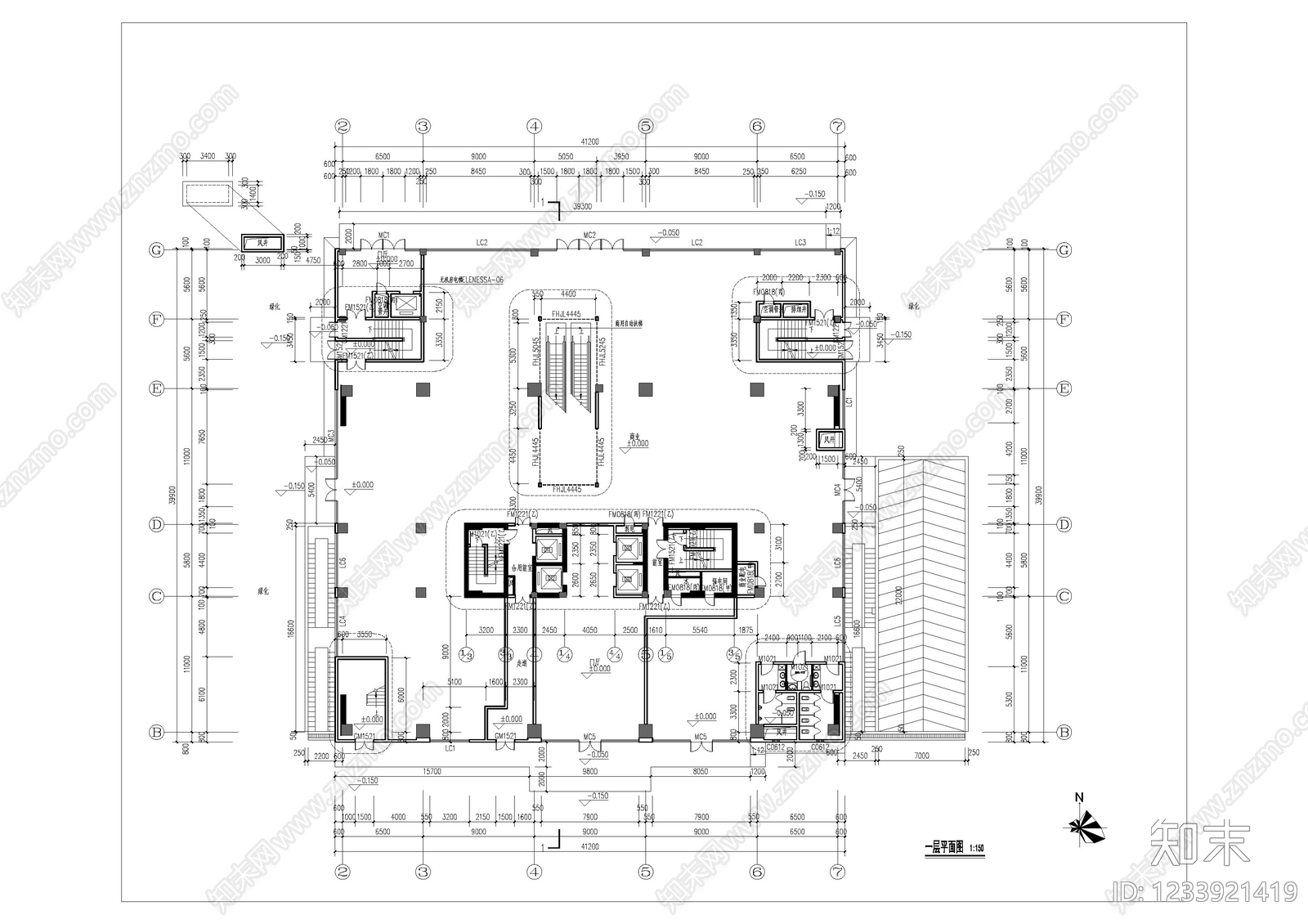公寓建筑cad施工图下载【ID:1233921419】