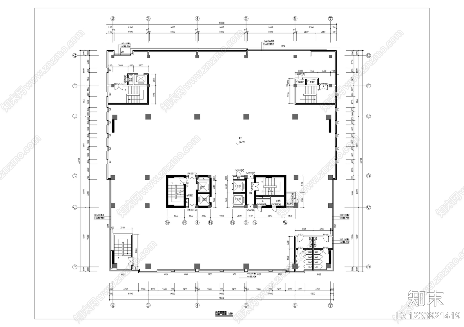 公寓建筑cad施工图下载【ID:1233921419】