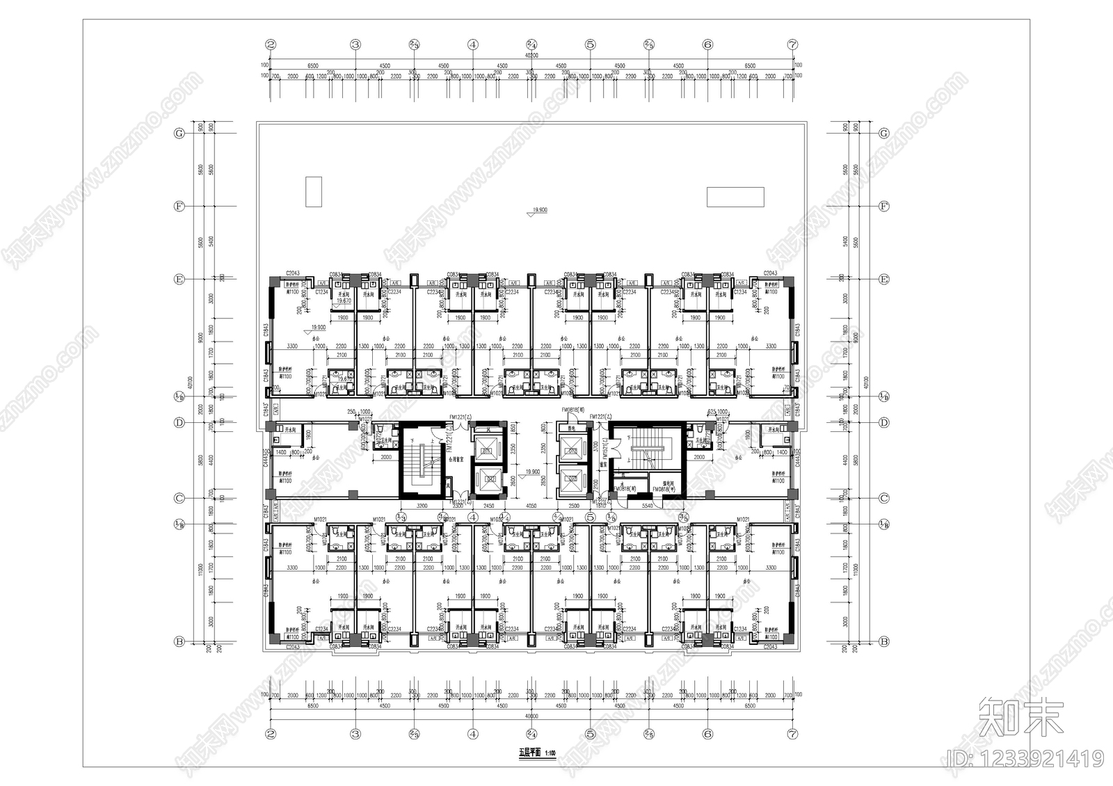 公寓建筑cad施工图下载【ID:1233921419】
