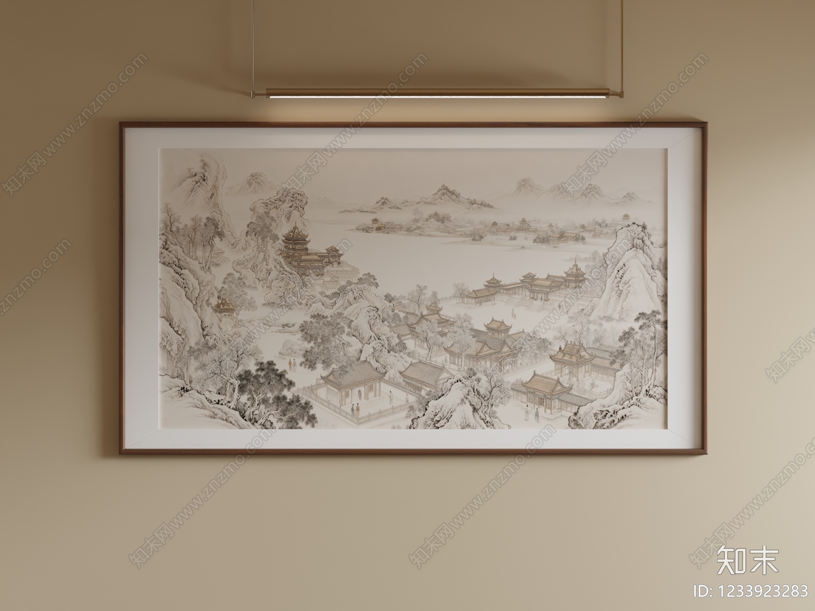 新中式山水画SU模型下载【ID:1233923283】