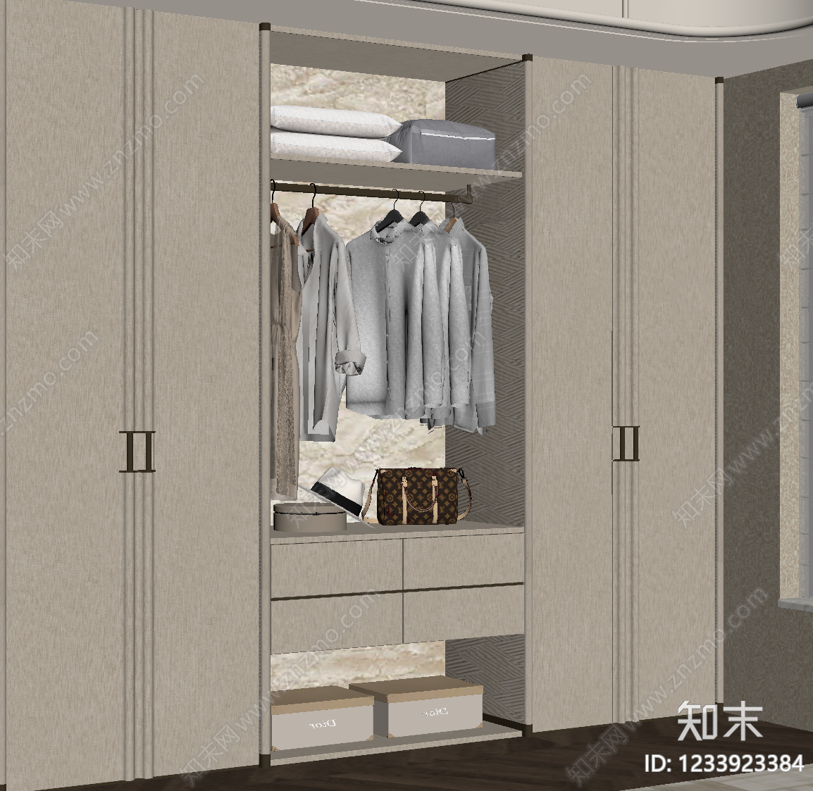 轻奢衣柜SU模型下载【ID:1233923384】