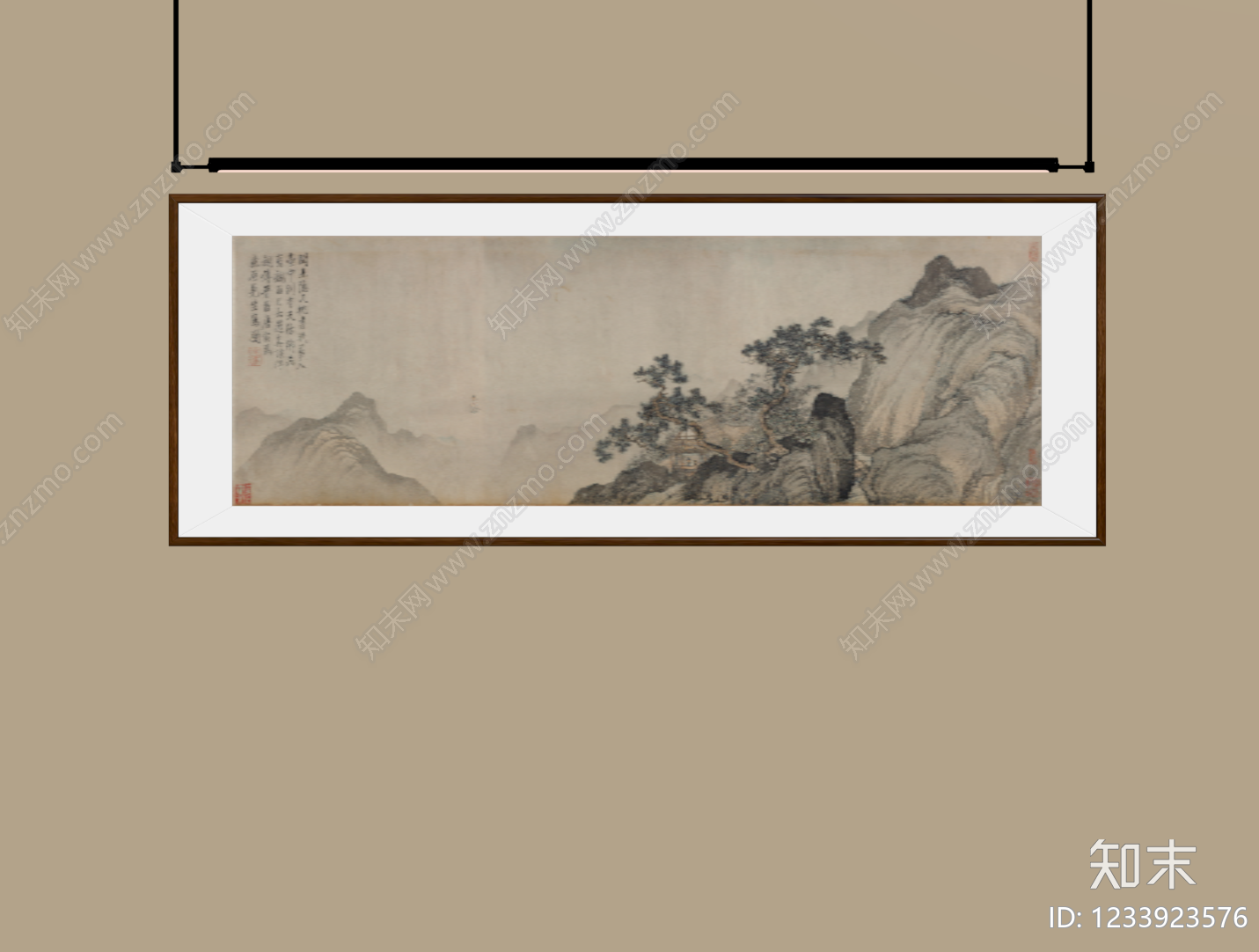 新中式山水画SU模型下载【ID:1233923576】