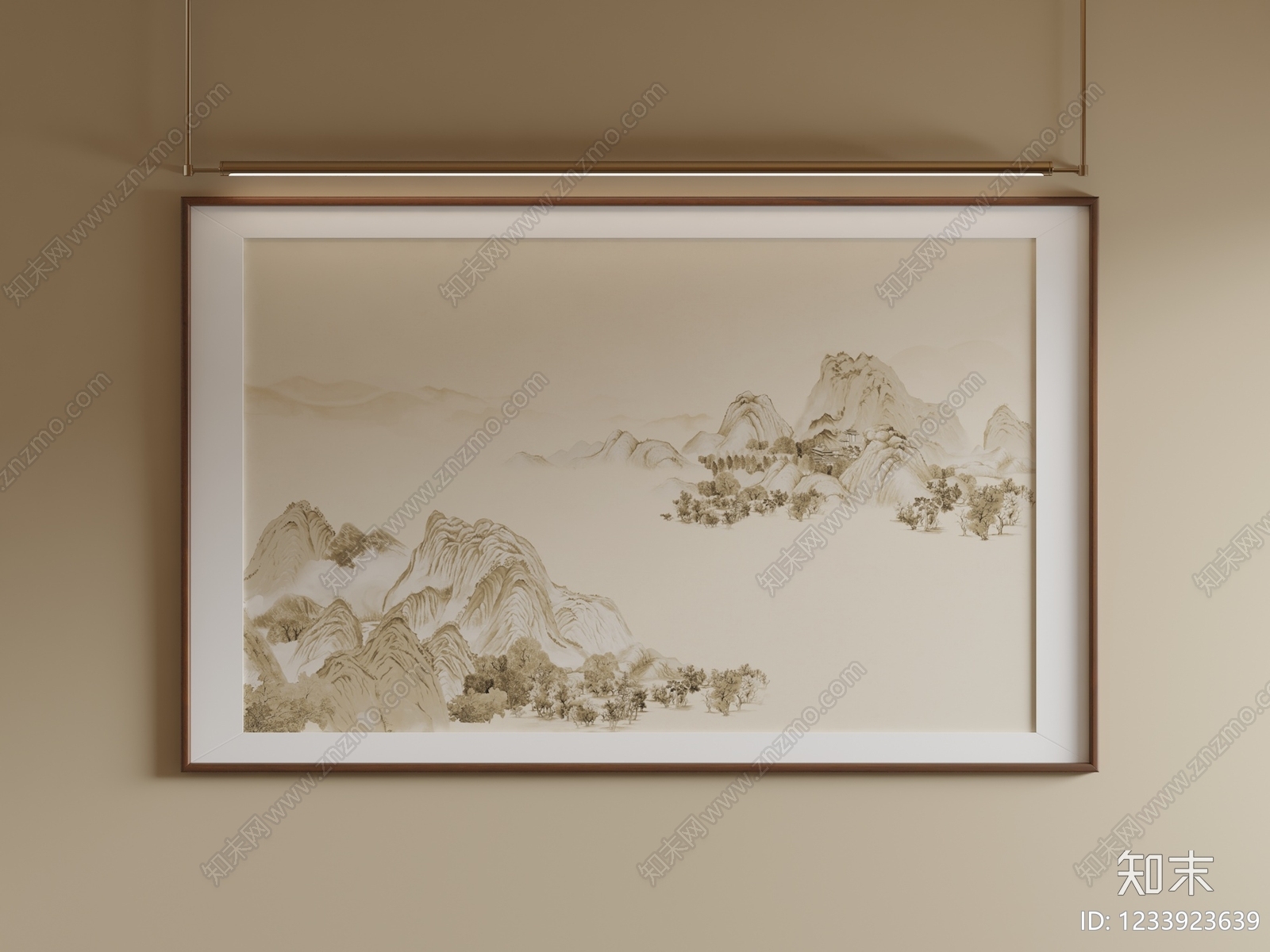 新中式山水画SU模型下载【ID:1233923639】
