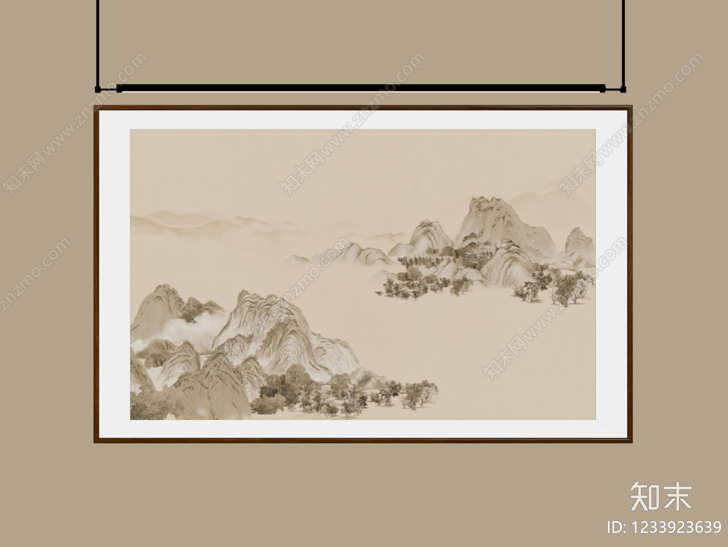 新中式山水画SU模型下载【ID:1233923639】