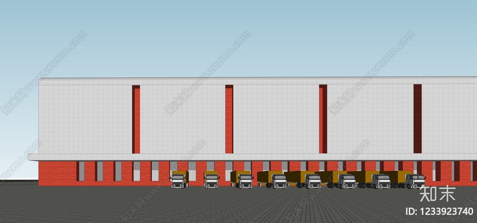 现代主义仓储建筑SU模型下载【ID:1233923740】