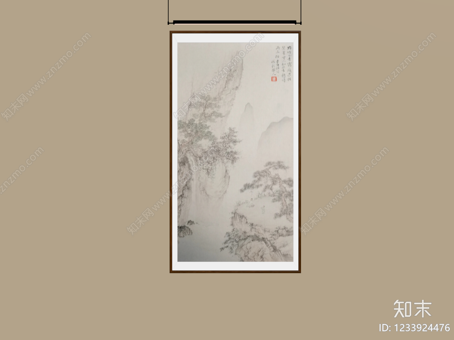 新中式山水画SU模型下载【ID:1233924476】
