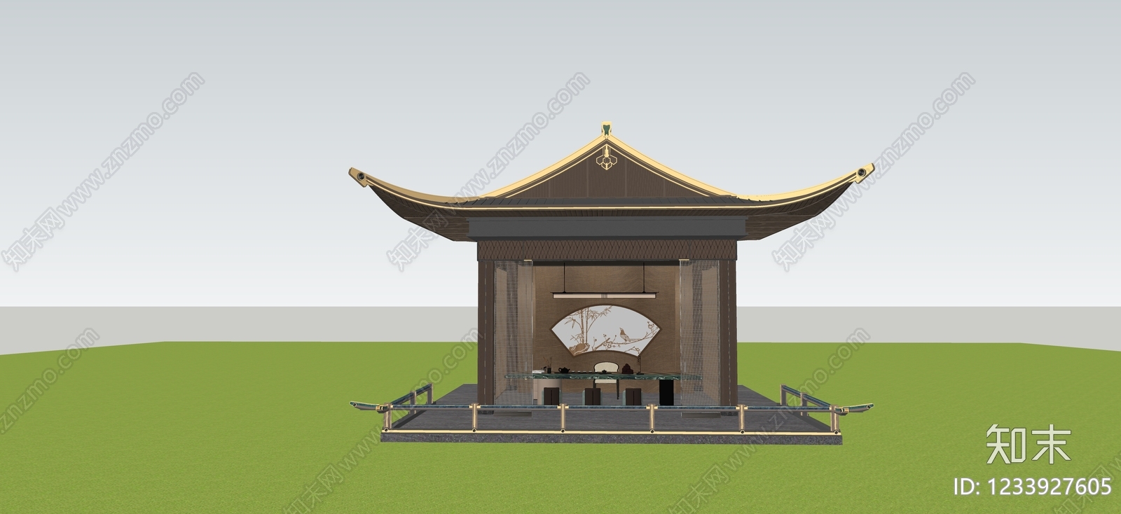 新中式亭子SU模型下载【ID:1233927605】