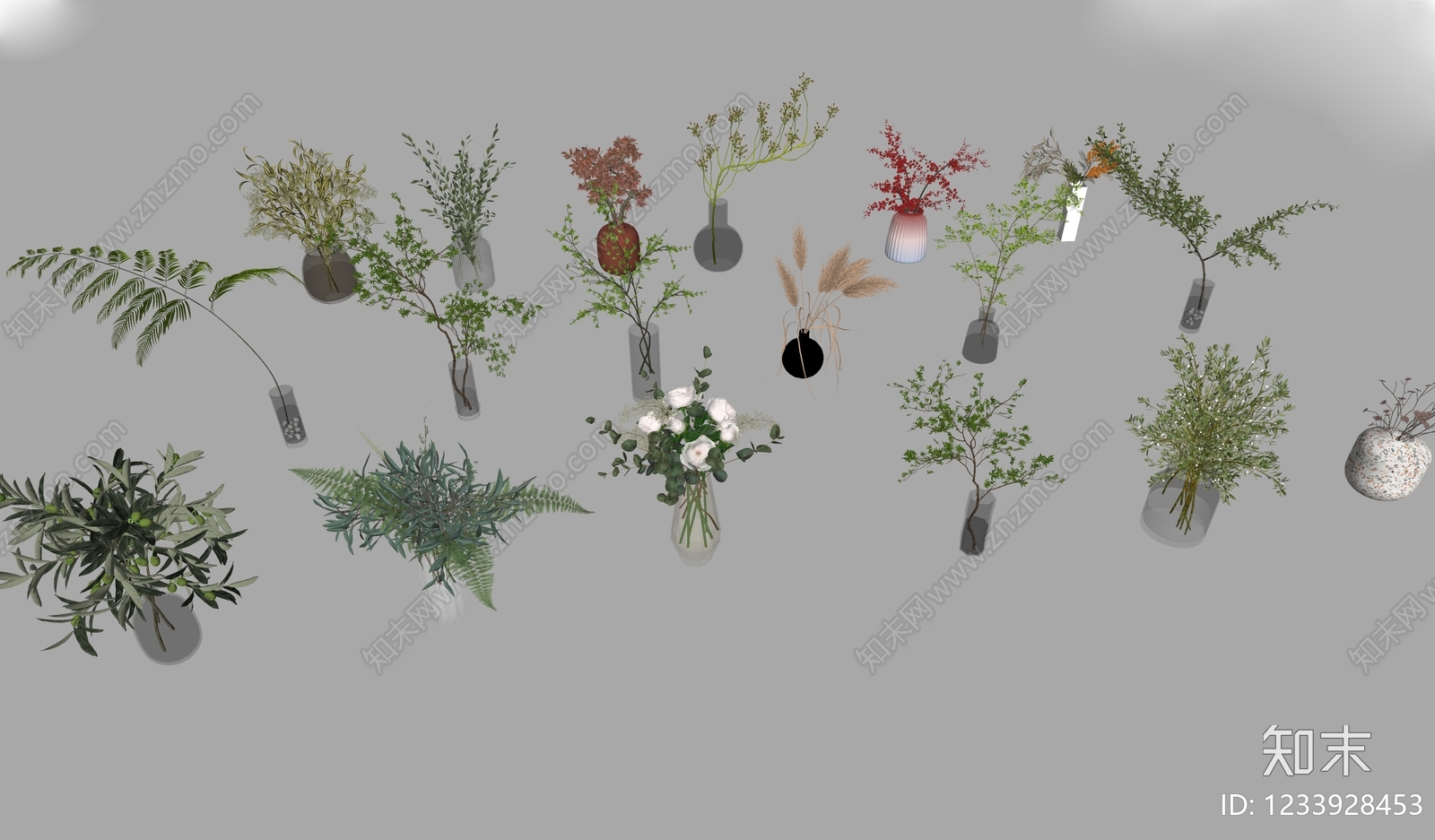 极简植物组合SU模型下载【ID:1233928453】