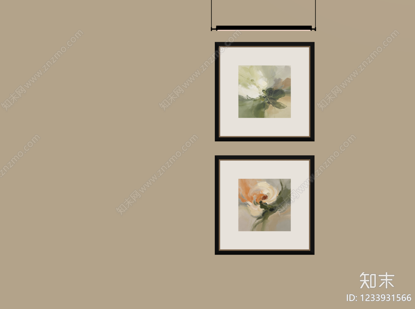 奶油风挂画组合SU模型下载【ID:1233931566】