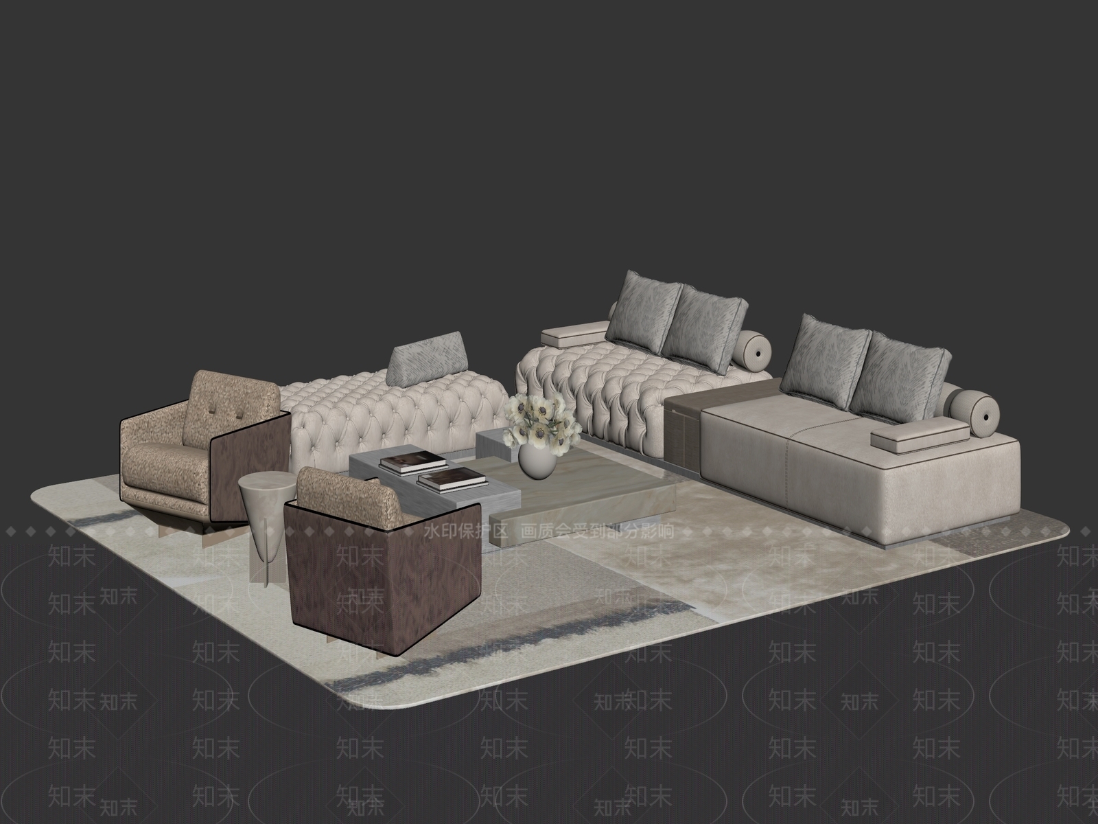 轻奢沙发组合3D模型下载【ID:1233932094】
