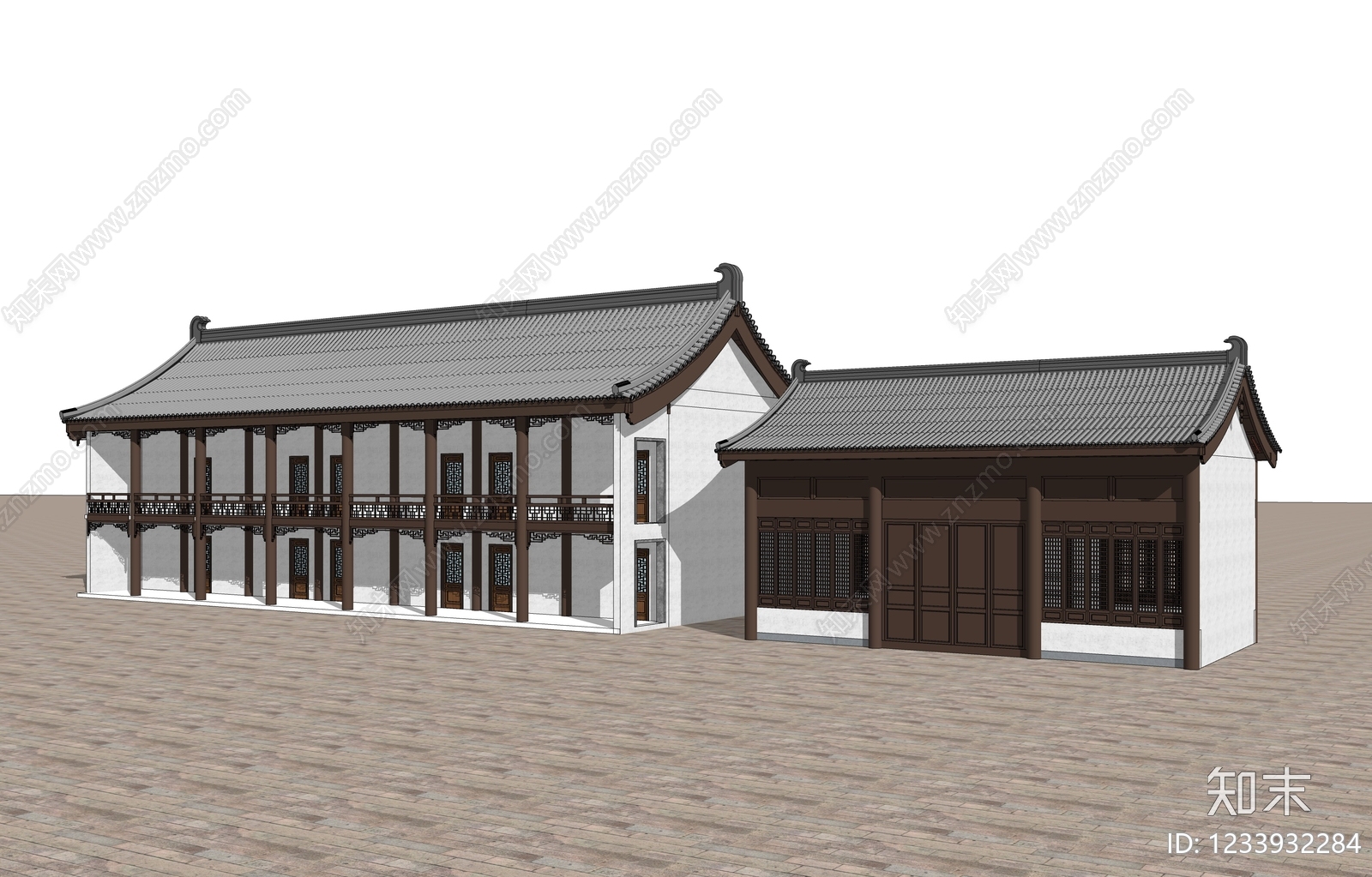 中式古建古建筑SU模型下载【ID:1233932284】