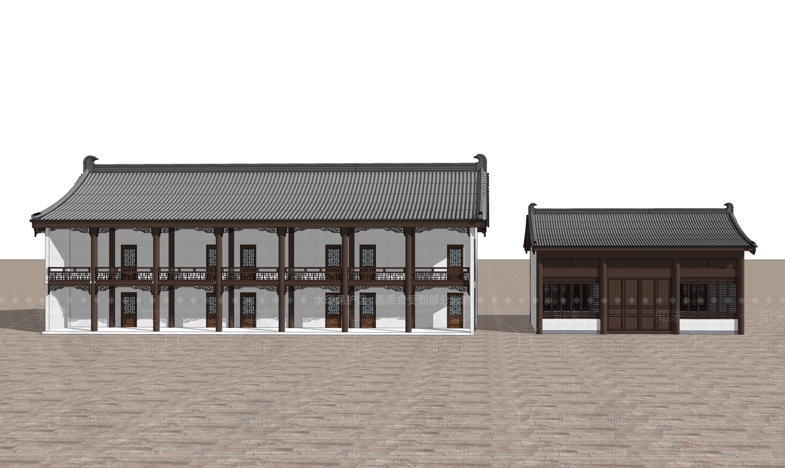 中式古建古建筑SU模型下载【ID:1233932284】