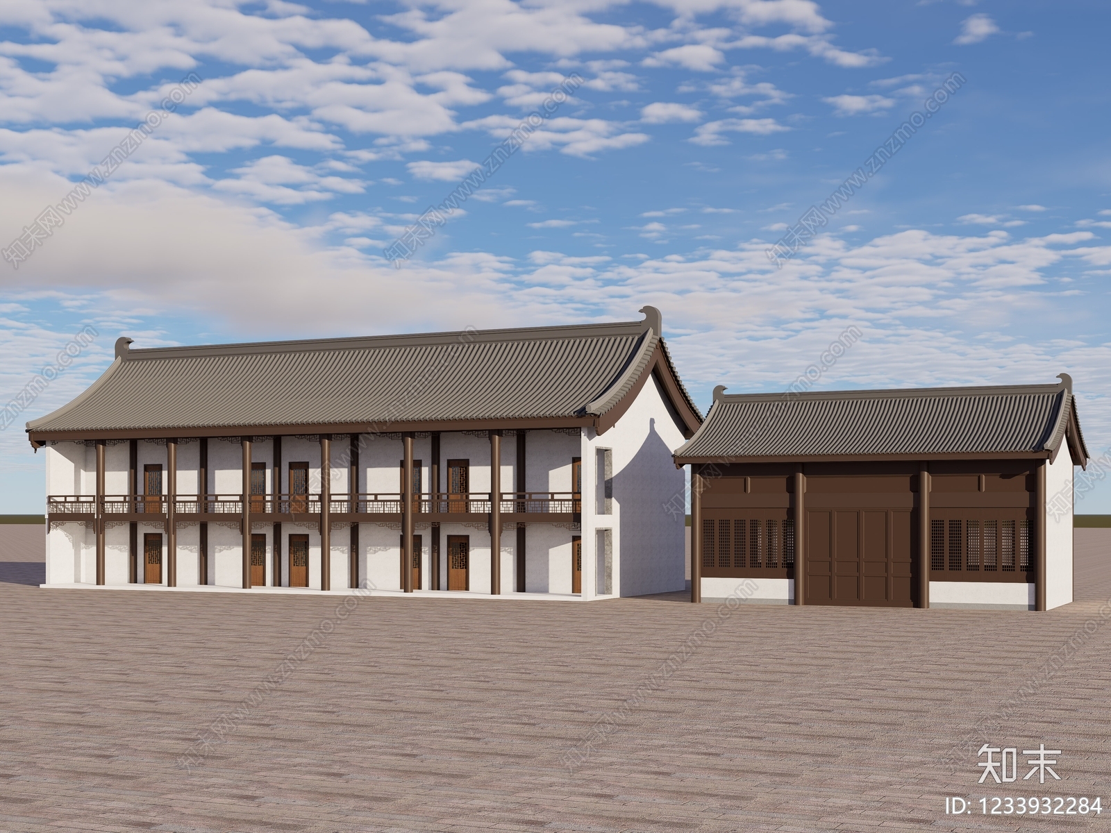 中式古建古建筑SU模型下载【ID:1233932284】