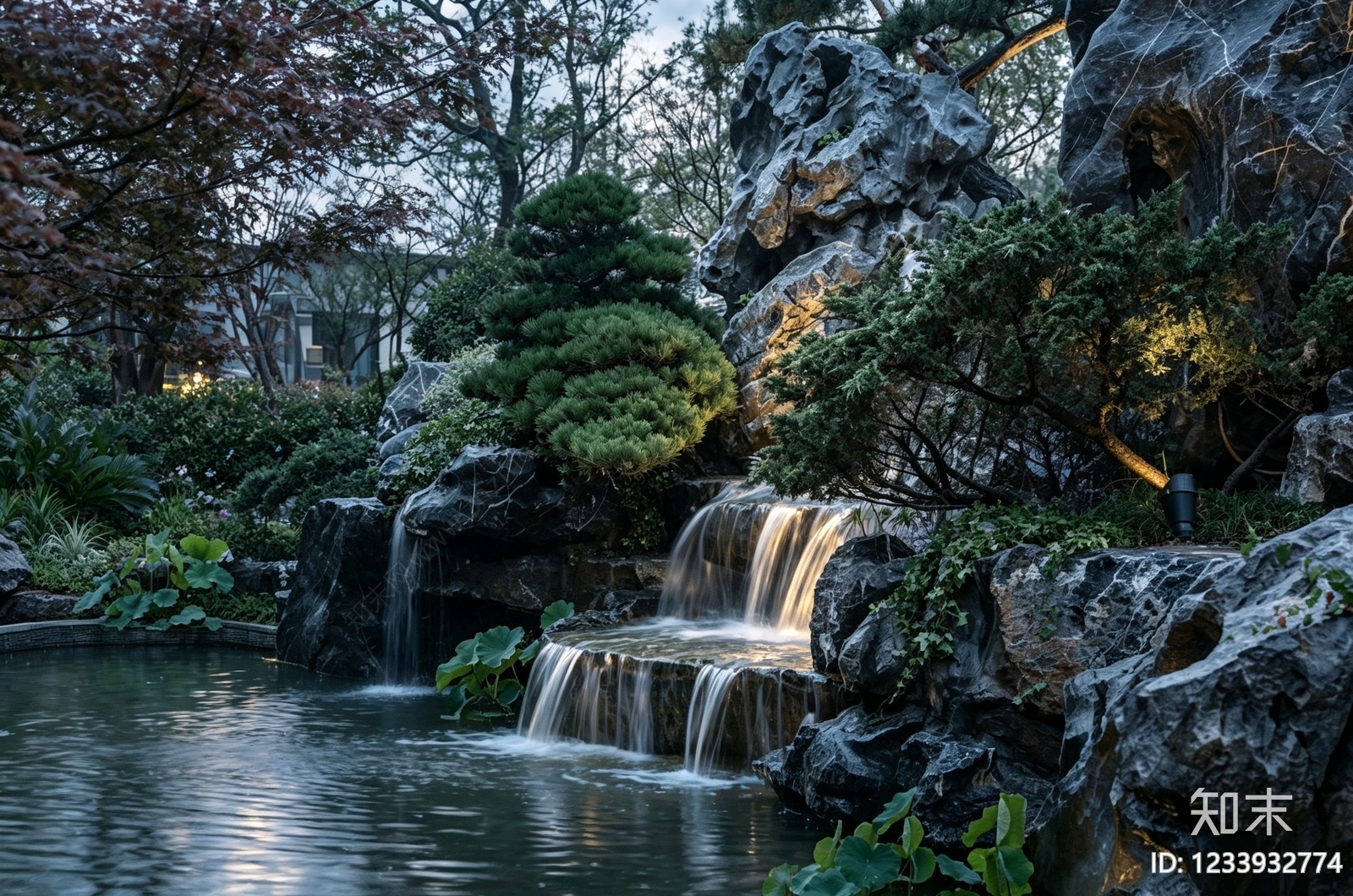 中式假山水景图库CAD图纸