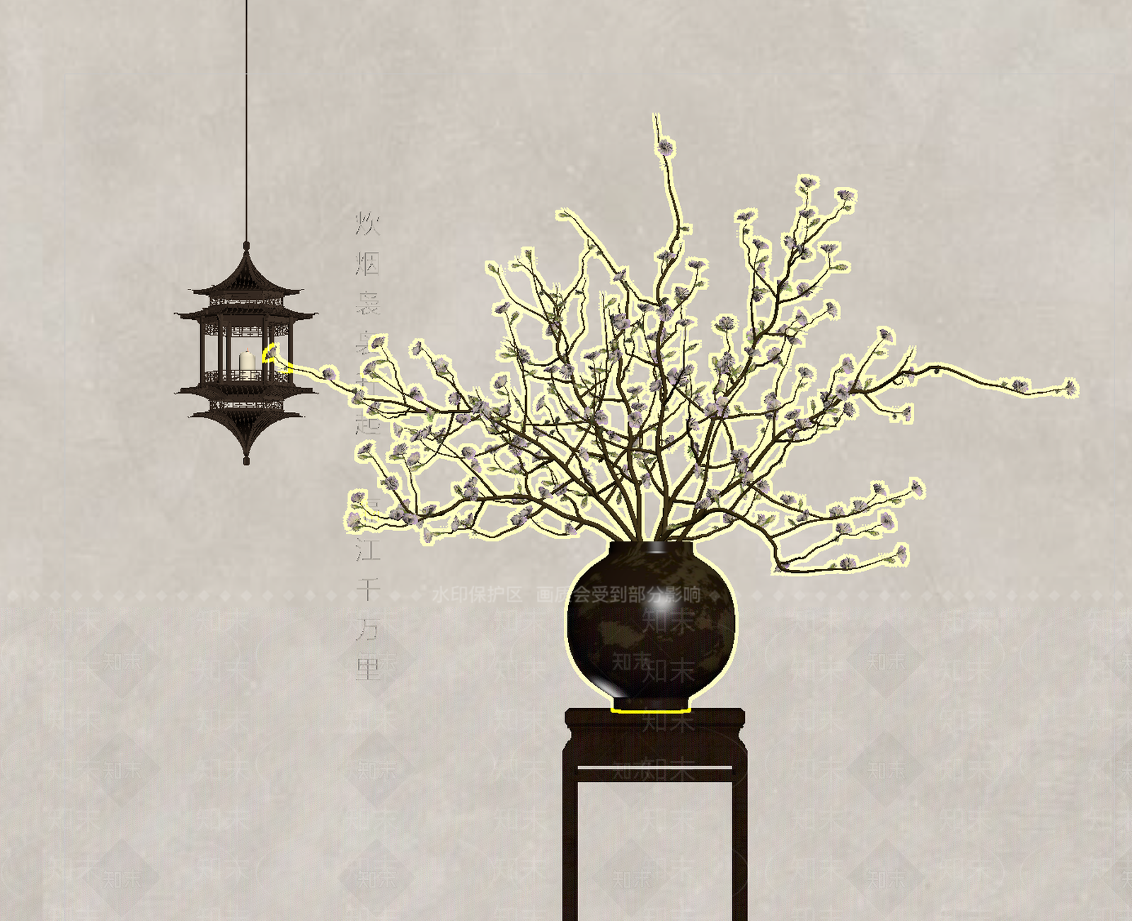 新中式花艺3D模型下载【ID:1233933317】