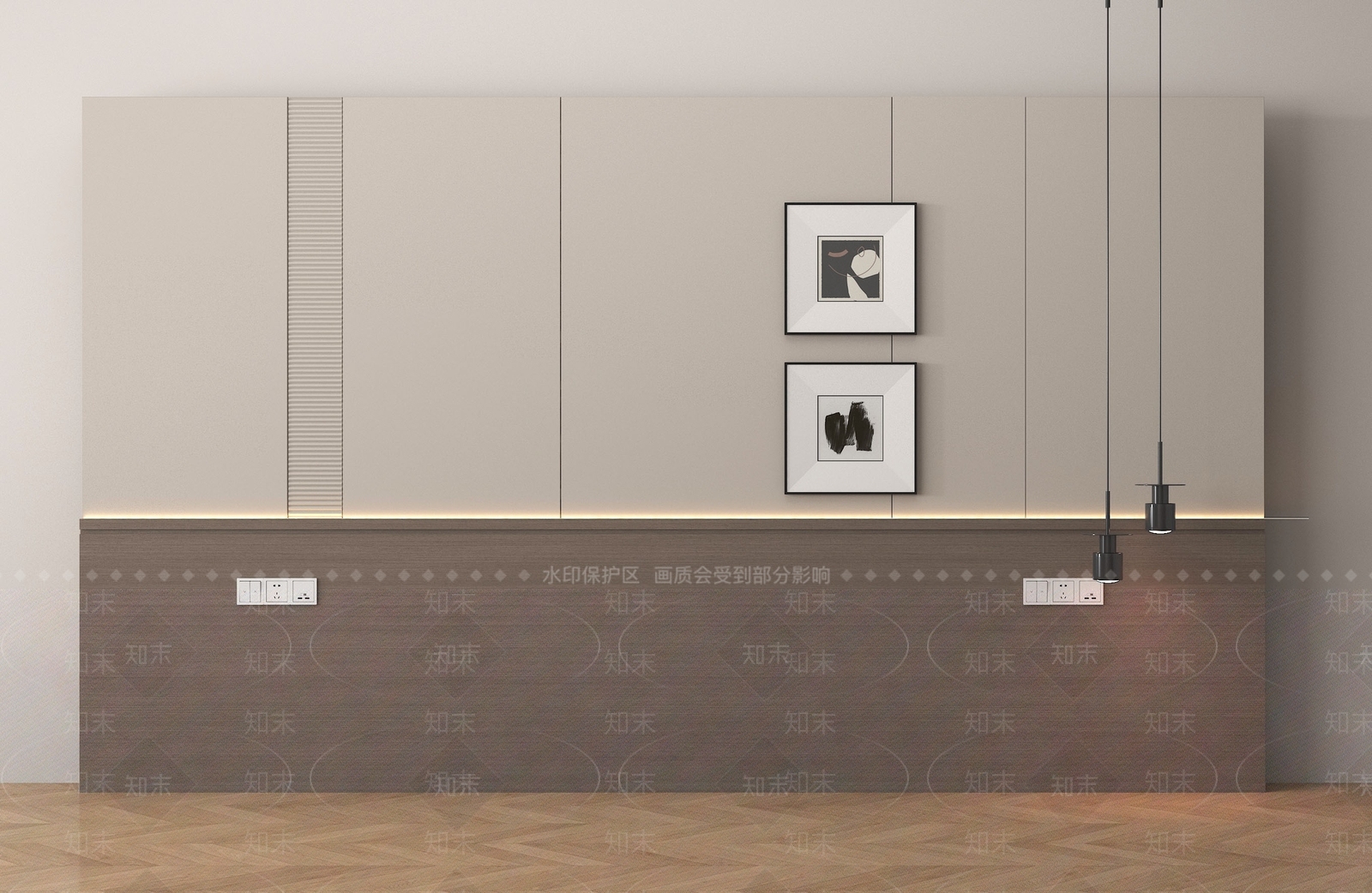 现代简约床头背景墙3D模型下载【ID:1233935733】