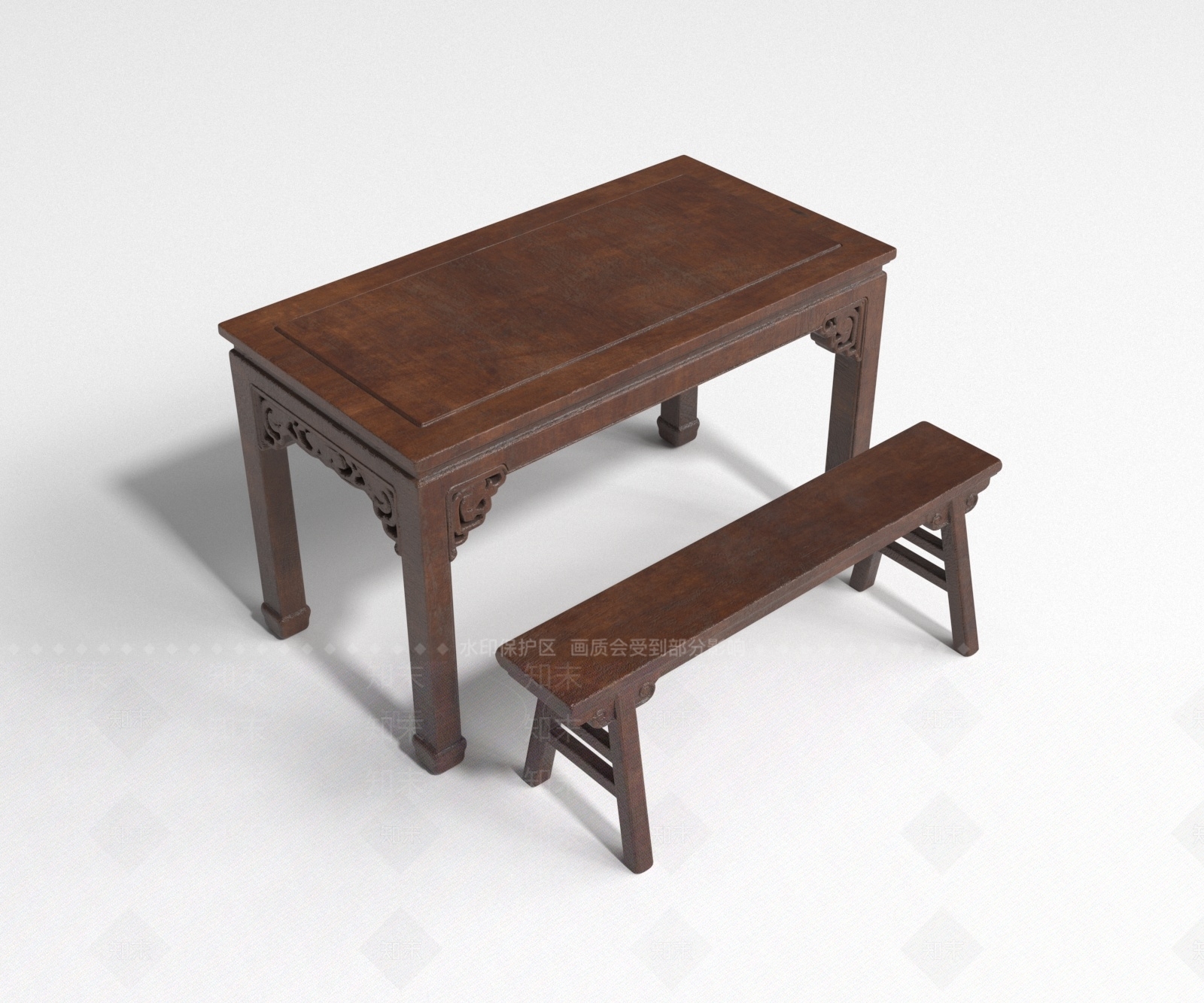 中式餐桌椅3D模型下载【ID:1233936292】