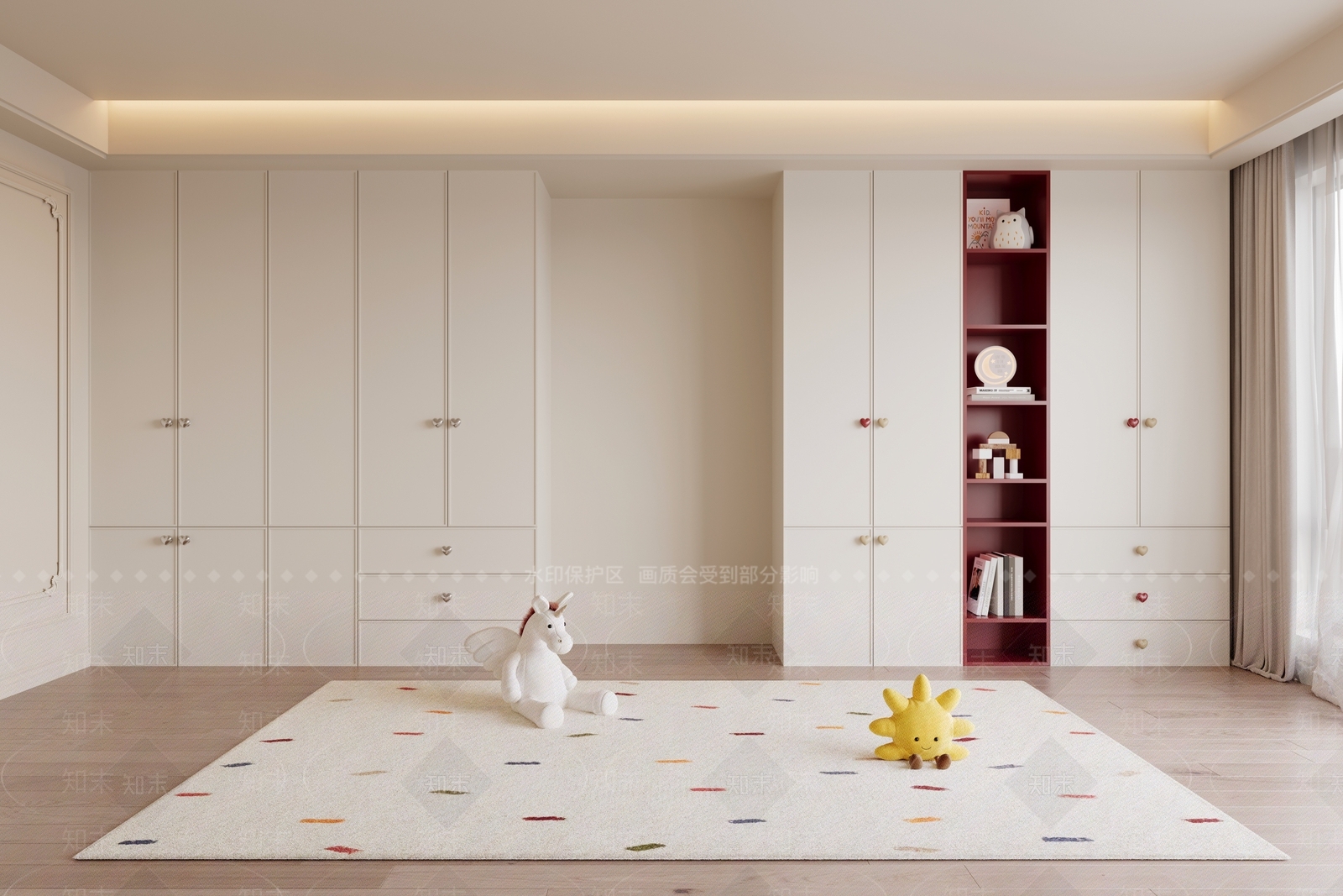 奶油风衣柜SU模型下载【ID:1233936166】