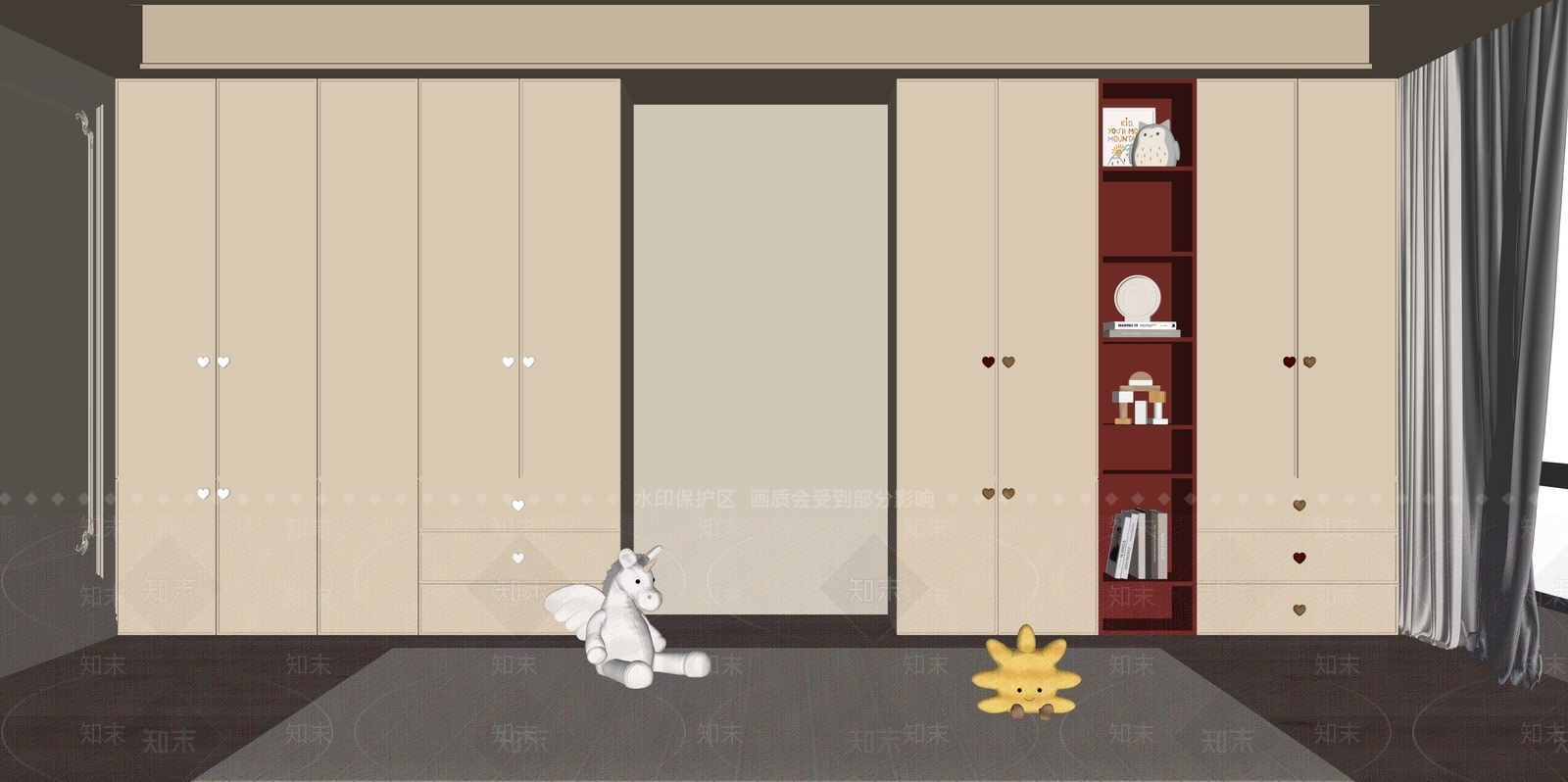 奶油风衣柜SU模型下载【ID:1233936166】