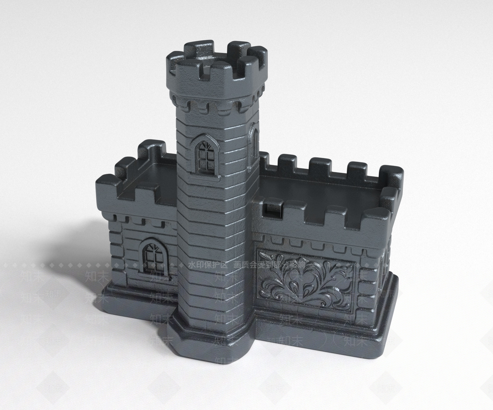 欧式古建雕塑摆件3D模型渲染效果图