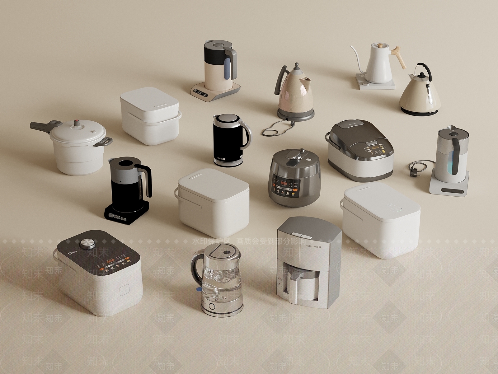 现代简约厨房用品3D模型下载【ID:1233939300】