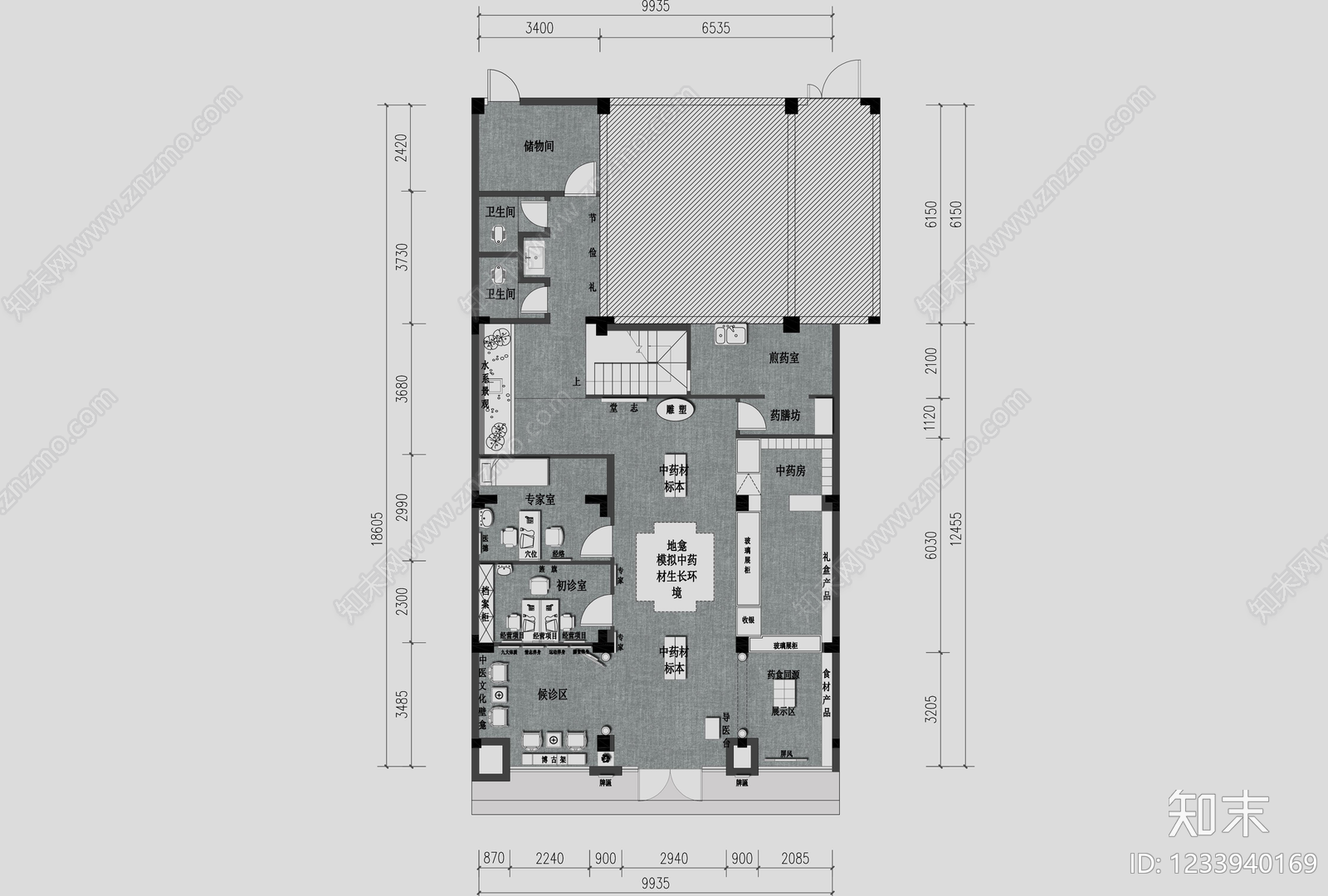 中医馆cad施工图下载【ID:1233940169】