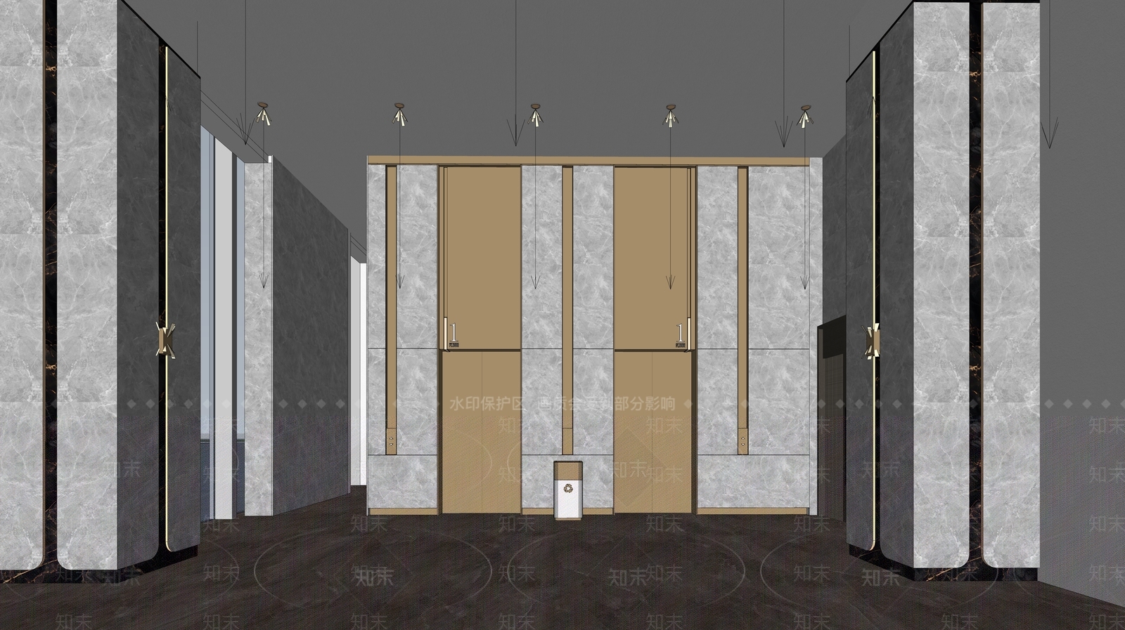 轻奢电梯厅SU模型下载【ID:1233940881】