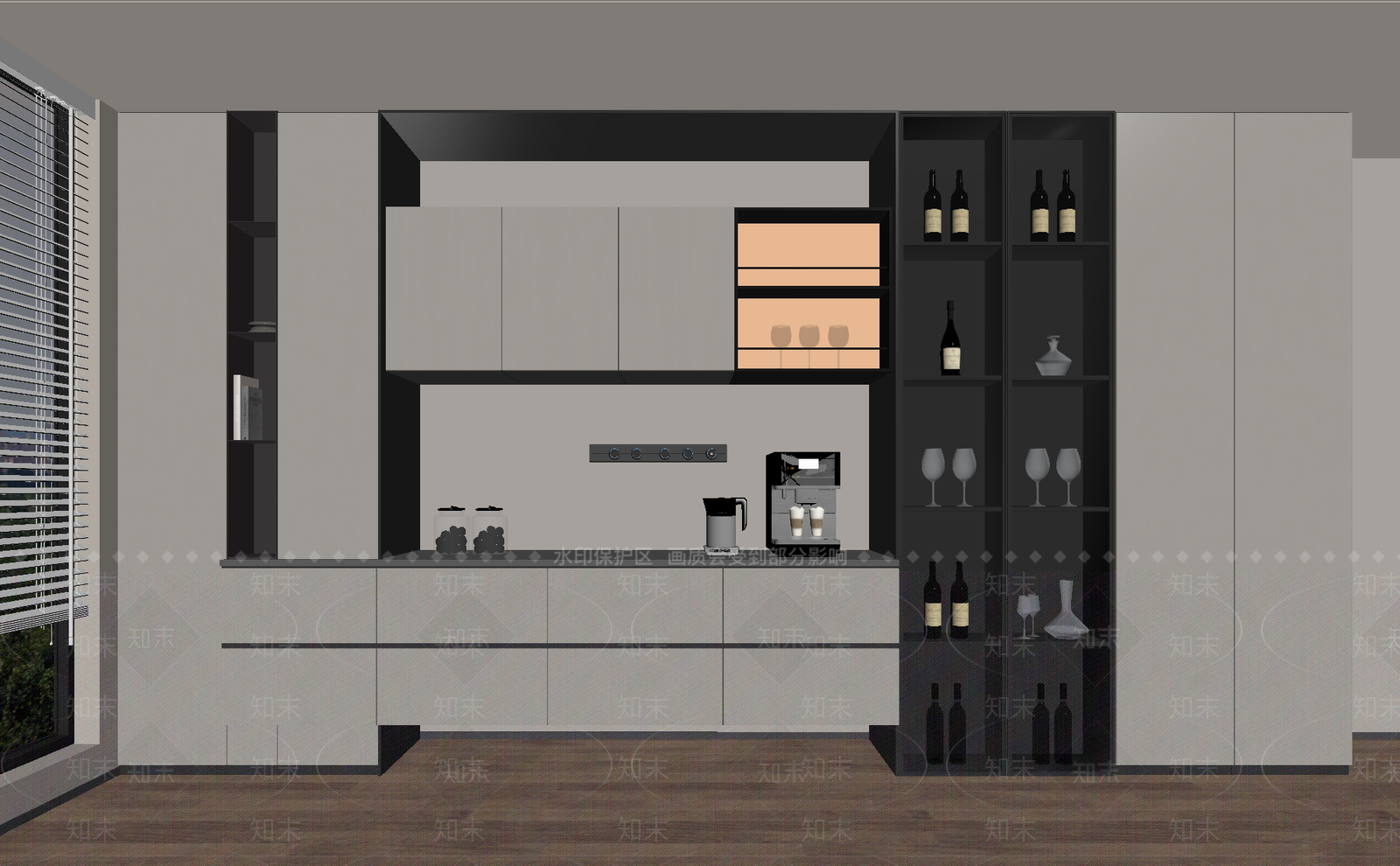 现代简约餐边柜3D模型下载【ID:1233941792】