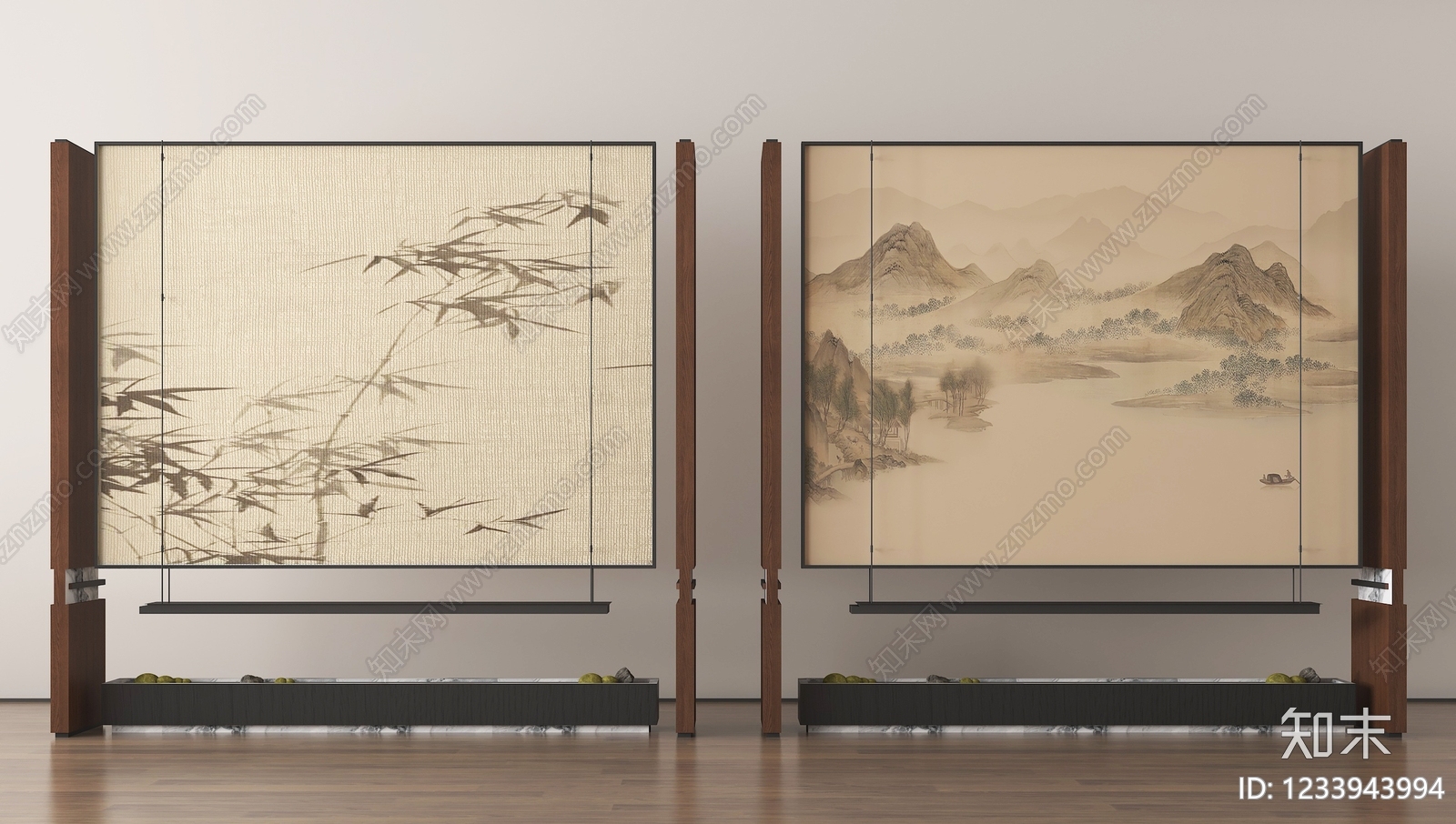 新中式屏风3D模型下载【ID:1233943994】