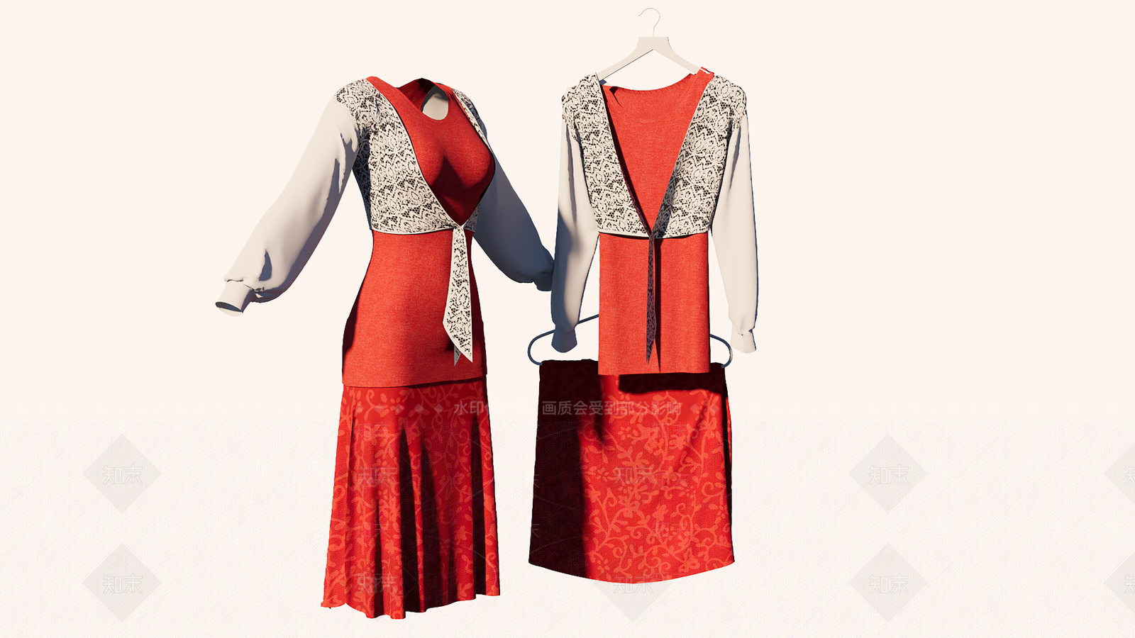 复古衣服SU模型下载【ID:1233944469】