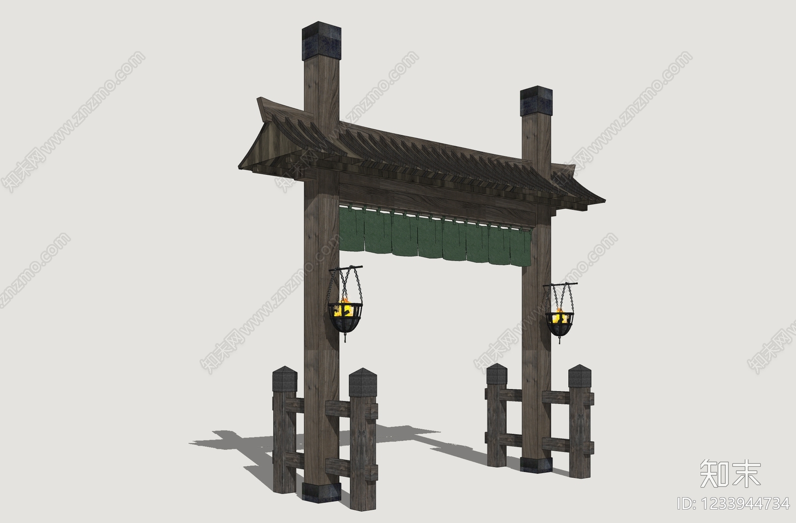 中式古建牌坊牌楼SU模型下载【ID:1233944734】