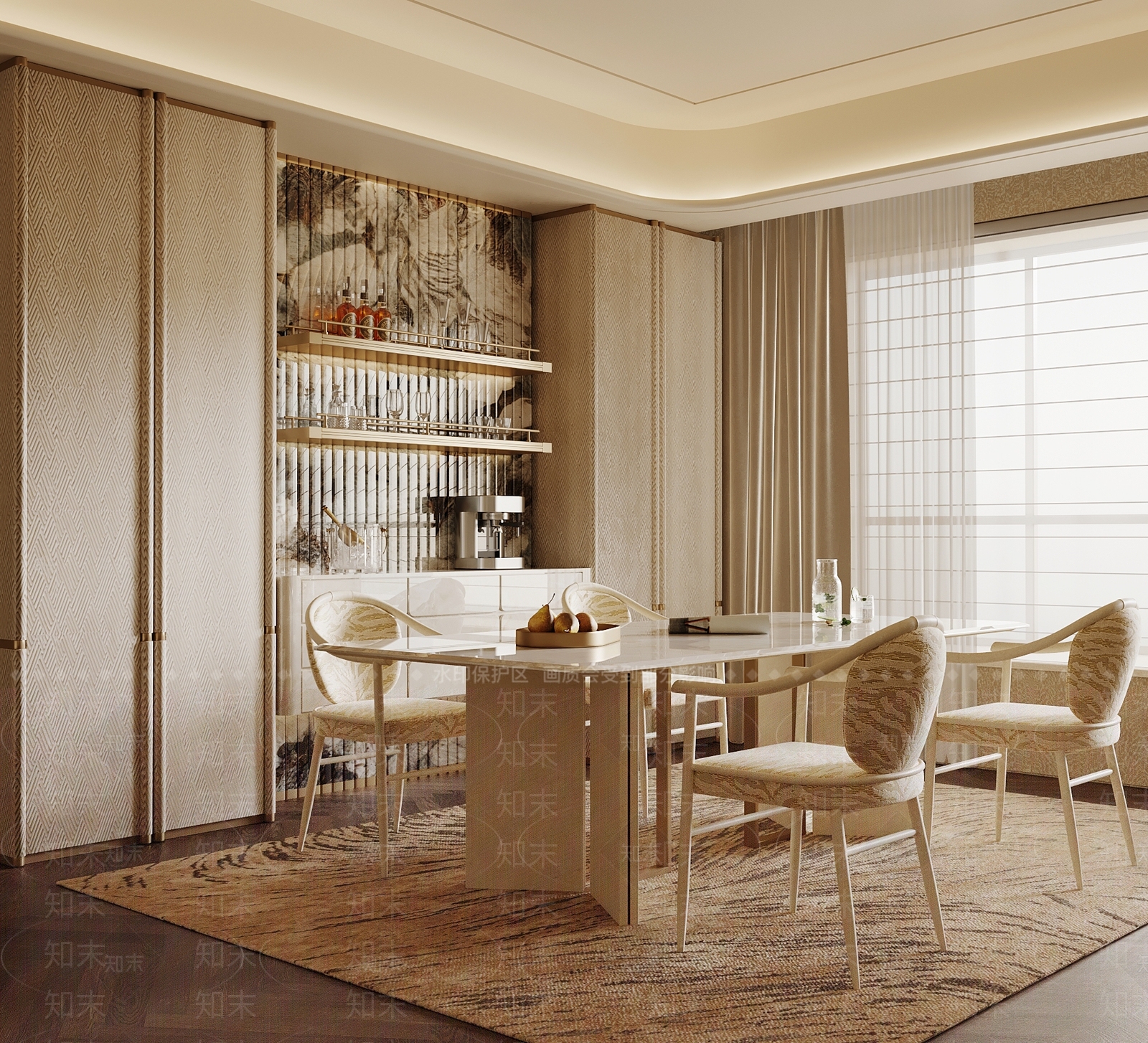 轻奢家居餐厅3D模型下载【ID:1233945302】