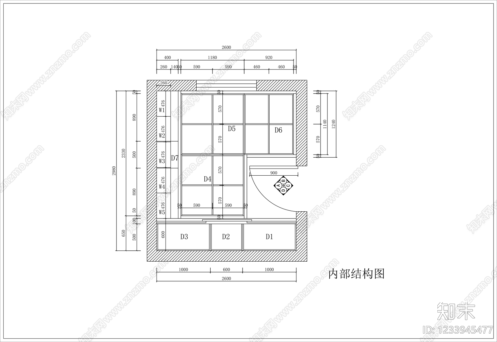柜子cad施工图下载【ID:1233945477】