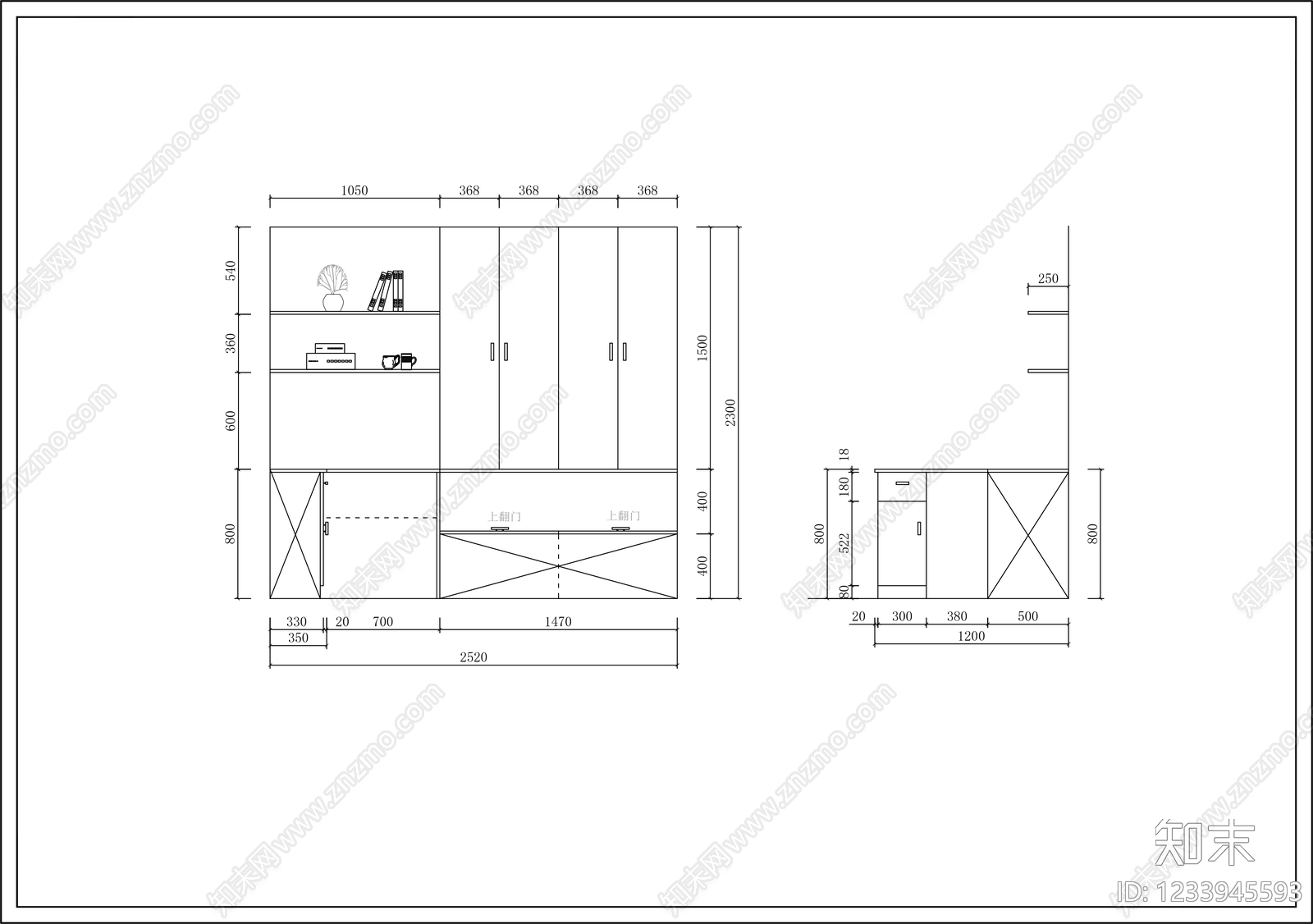 柜子cad施工图下载【ID:1233945593】