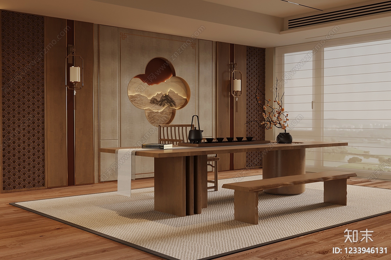 新中式茶室3D模型下载【ID:1233946131】