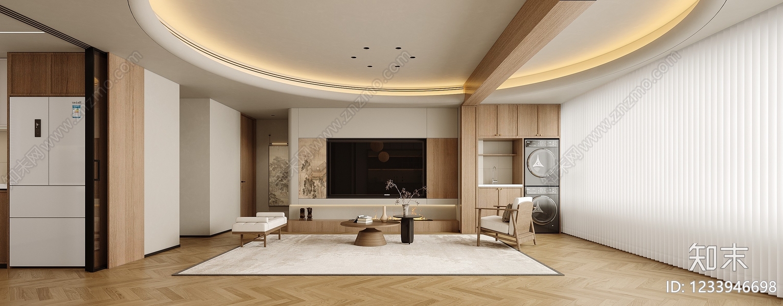 新中式宋式客餐厅3D模型下载【ID:1233946698】
