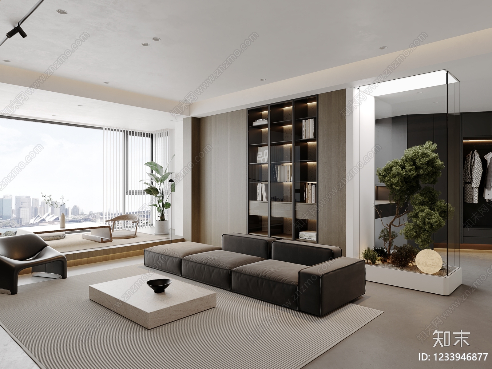 意式极简大平层客餐厅3D模型下载【ID:1233946877】