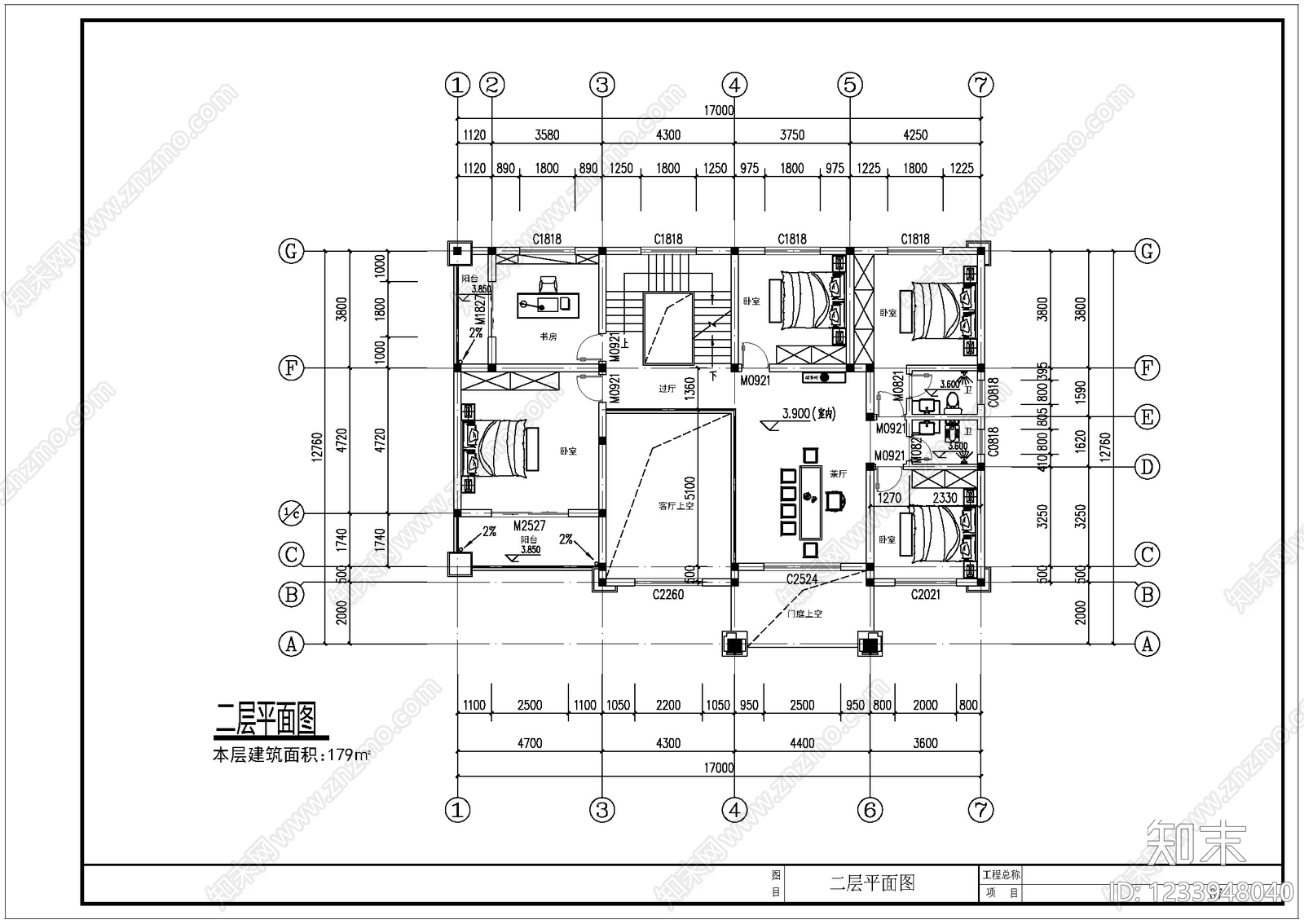 别墅建筑cad施工图下载【ID:1233948040】