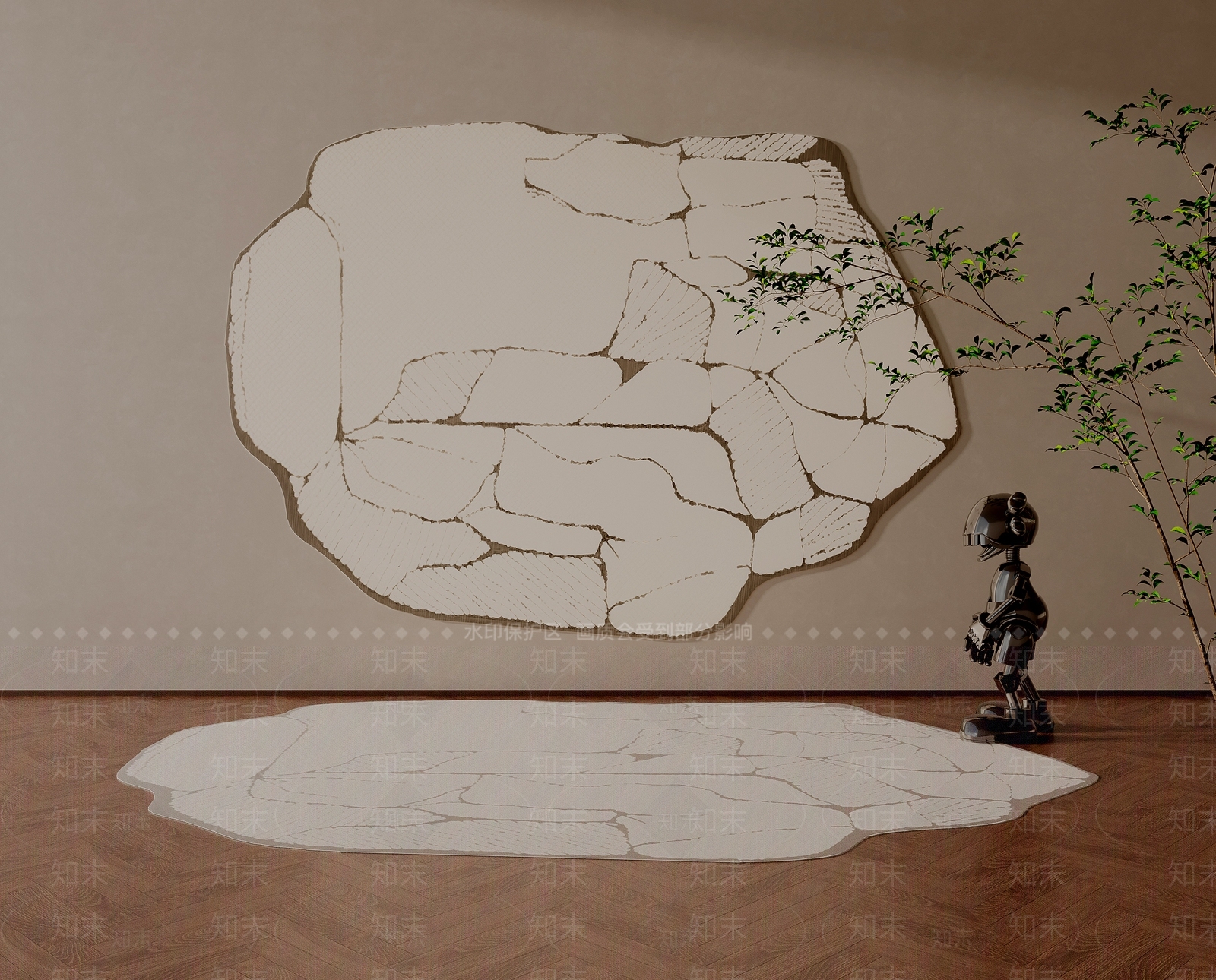 侘寂异形地毯3D模型下载【ID:1233948309】