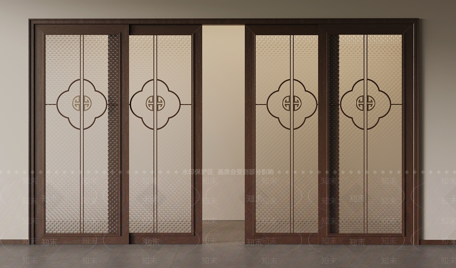 新中式推拉门3D模型下载【ID:1233948534】