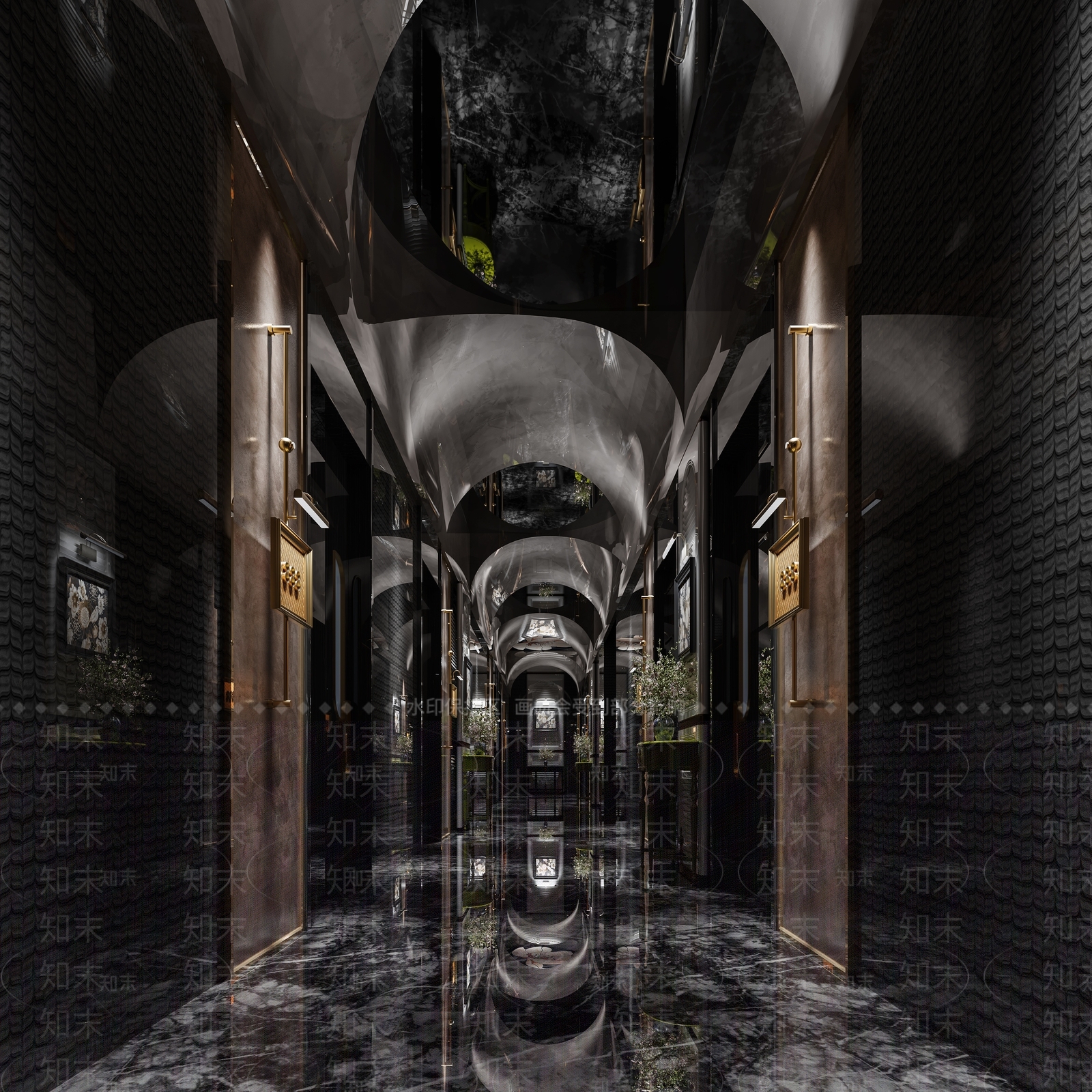 轻奢酒店走廊3D模型下载【ID:1233948646】