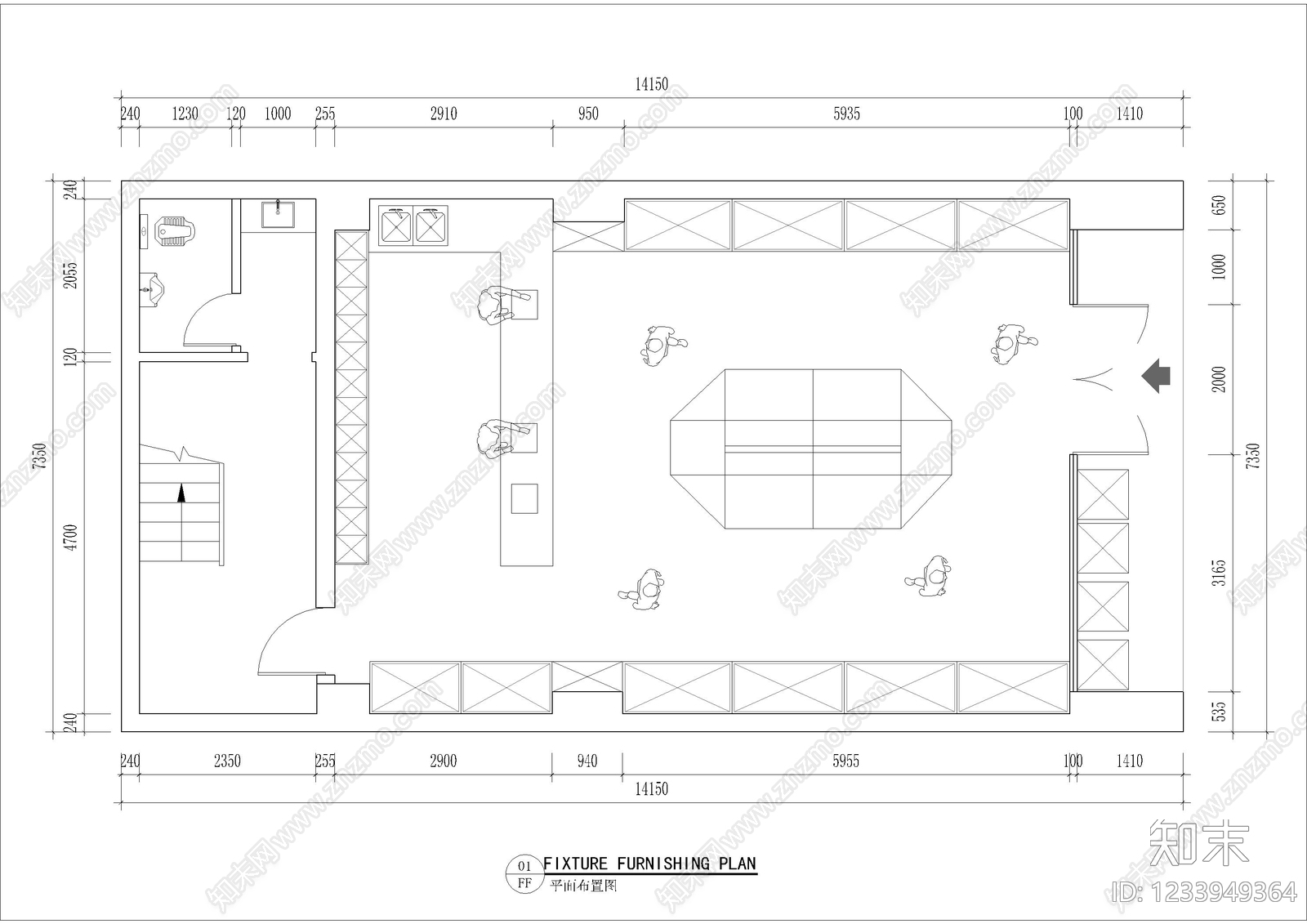 工装平面图cad施工图下载【ID:1233949364】